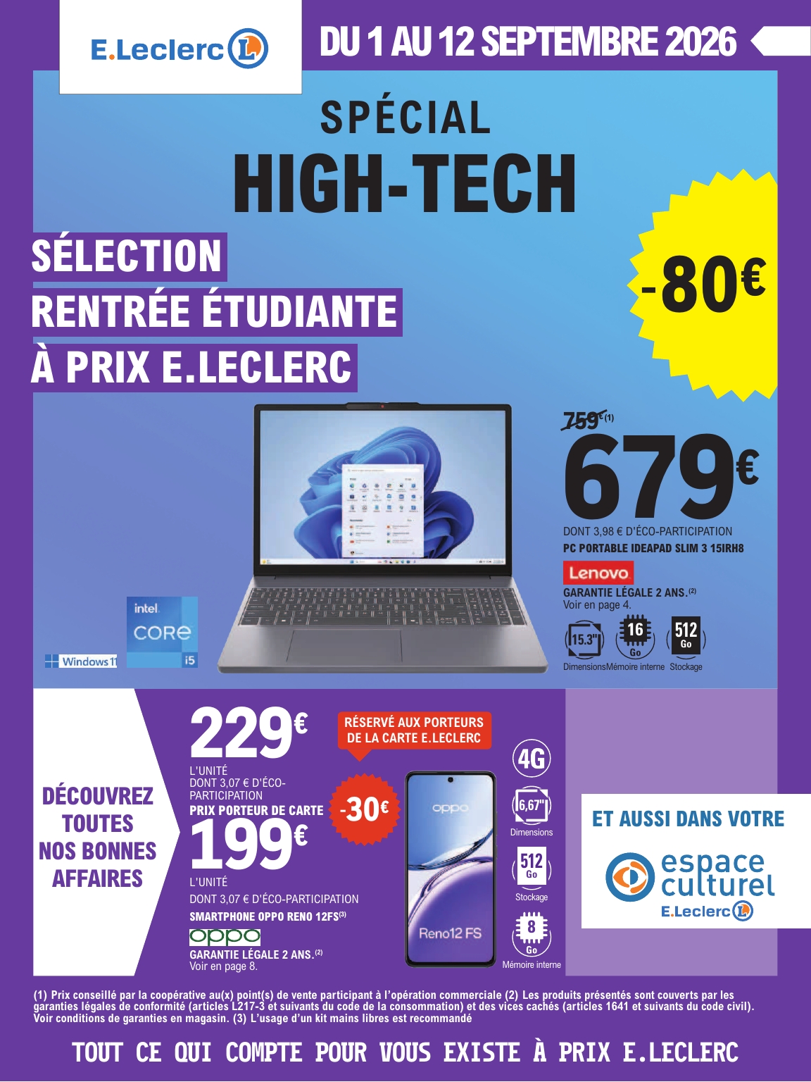 e-leclerc - Flyer E.Leclerc - High-Tech pour la semaine prochaine du du mardi 01/09/2026 au du samedi 12/09/2026