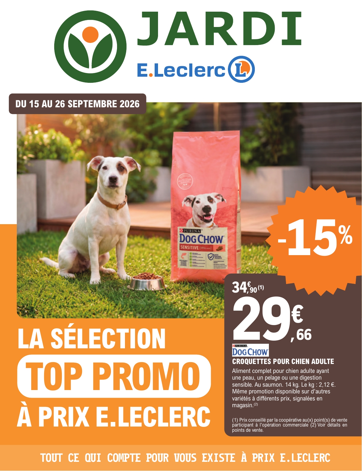 e-leclerc - Flyer E.Leclerc - Les promos animalerie pour la semaine prochaine du du mardi 15/09/2026 au du samedi 26/09/2026 - page: 1