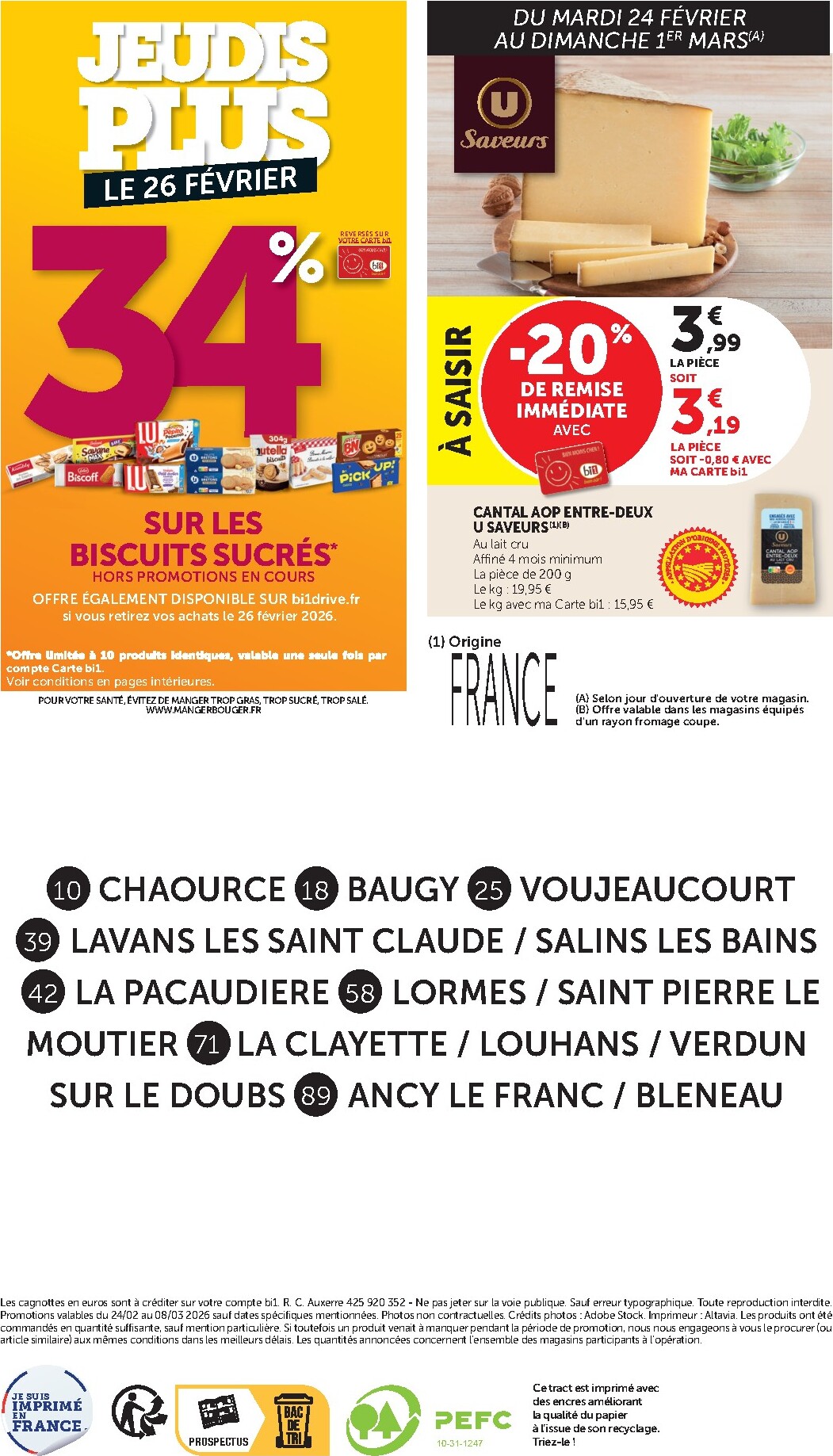 bi1 - Catalogue Bi1 Supermarché - Chaource, Baugy, Voujeaucourt, Lavans-les-Saint-Claude, Salins-les-Bains, La Pacaudière, Lormes, Saint-Pierre-le-Moûtier, La Clayette, Louhans, Verdun-sur-le-Doubs, Ancy-le-Franc, Bléneau valable du 24/02/2026 au 08/03/202 - page: 16