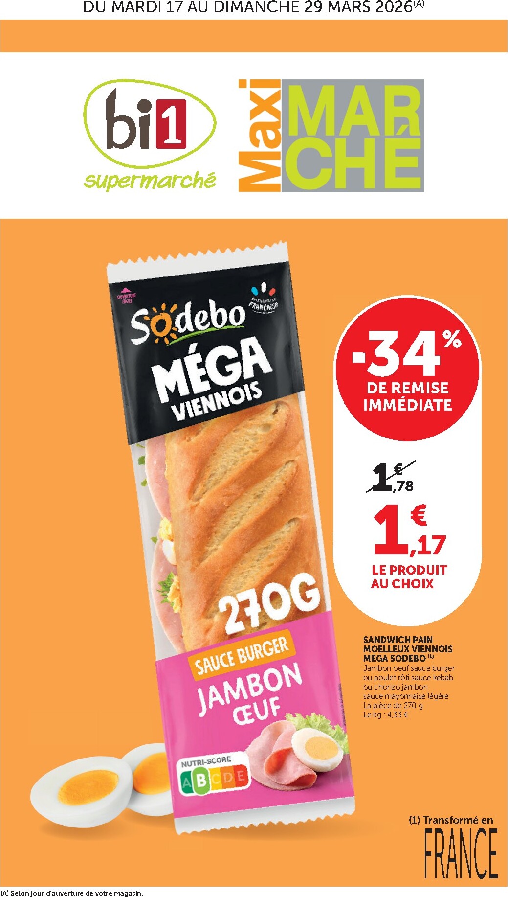 bi1 - Catalogue Bi1 - Supermarché, Maxi Marché valable du 17/03/2026 au 29/03/2026
