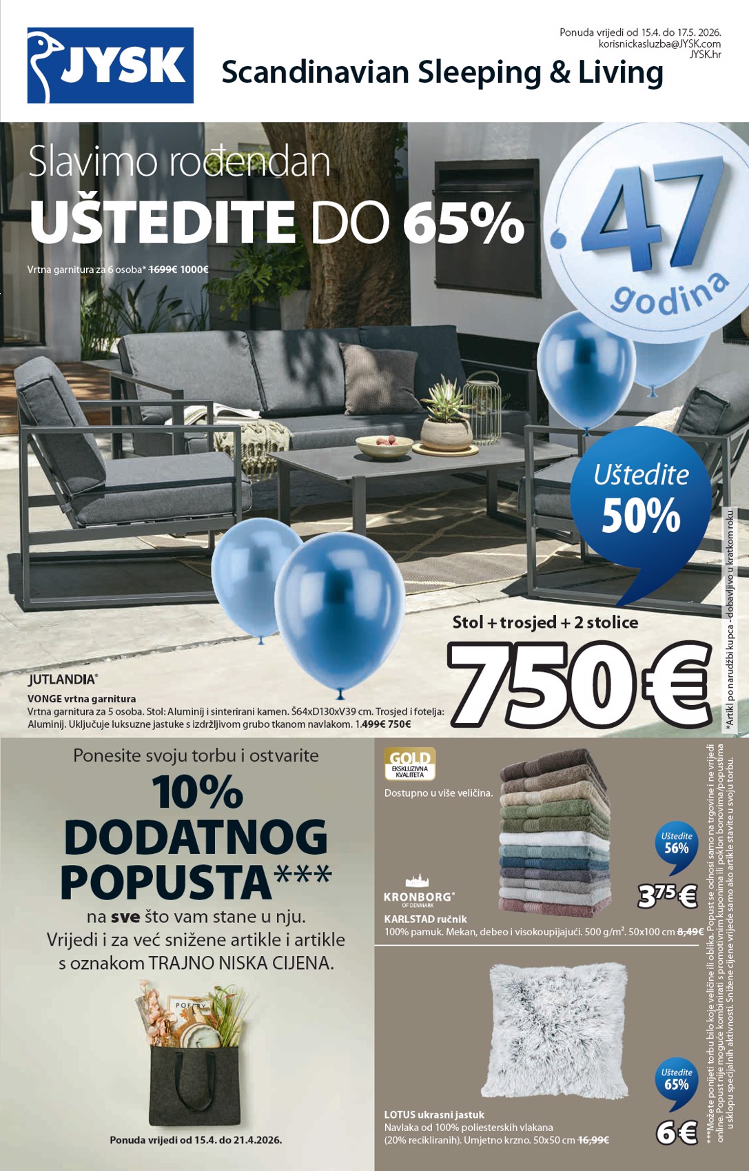 jysk - Aktualni JYSK katalog vrijedi od srijede 15.04.2026 do nedjelje 17.05.2026