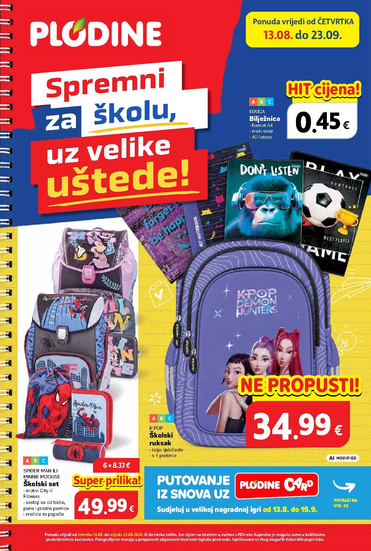 plodine - Aktualni katalog Plodine - Škola od četvrtka, 13.08.2026 do srijede, 23.09.2026