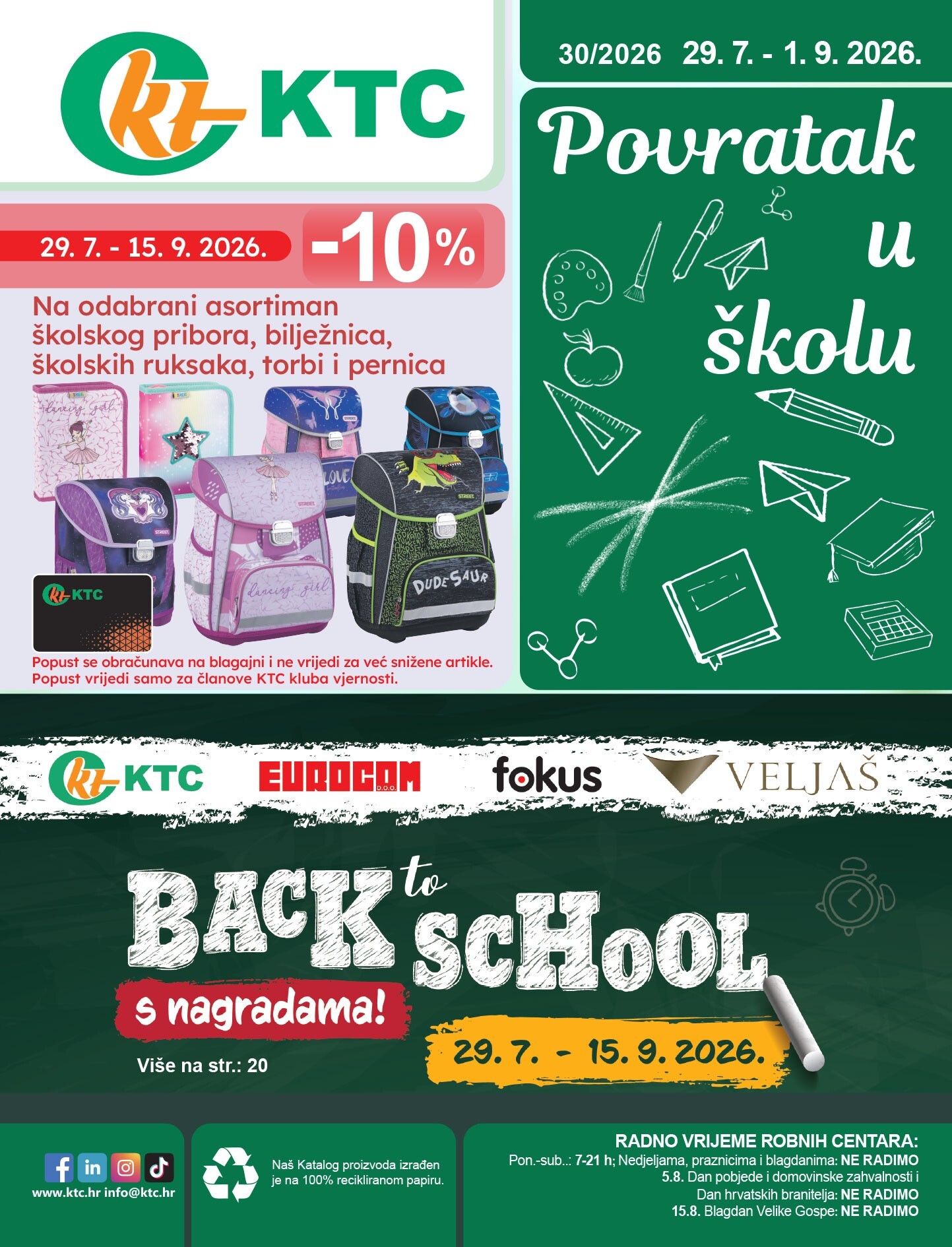 ktc - Novi KTC - Sve za Početak Škole katalog od srijede, 29.07.2026 do subote, 01.08.2026