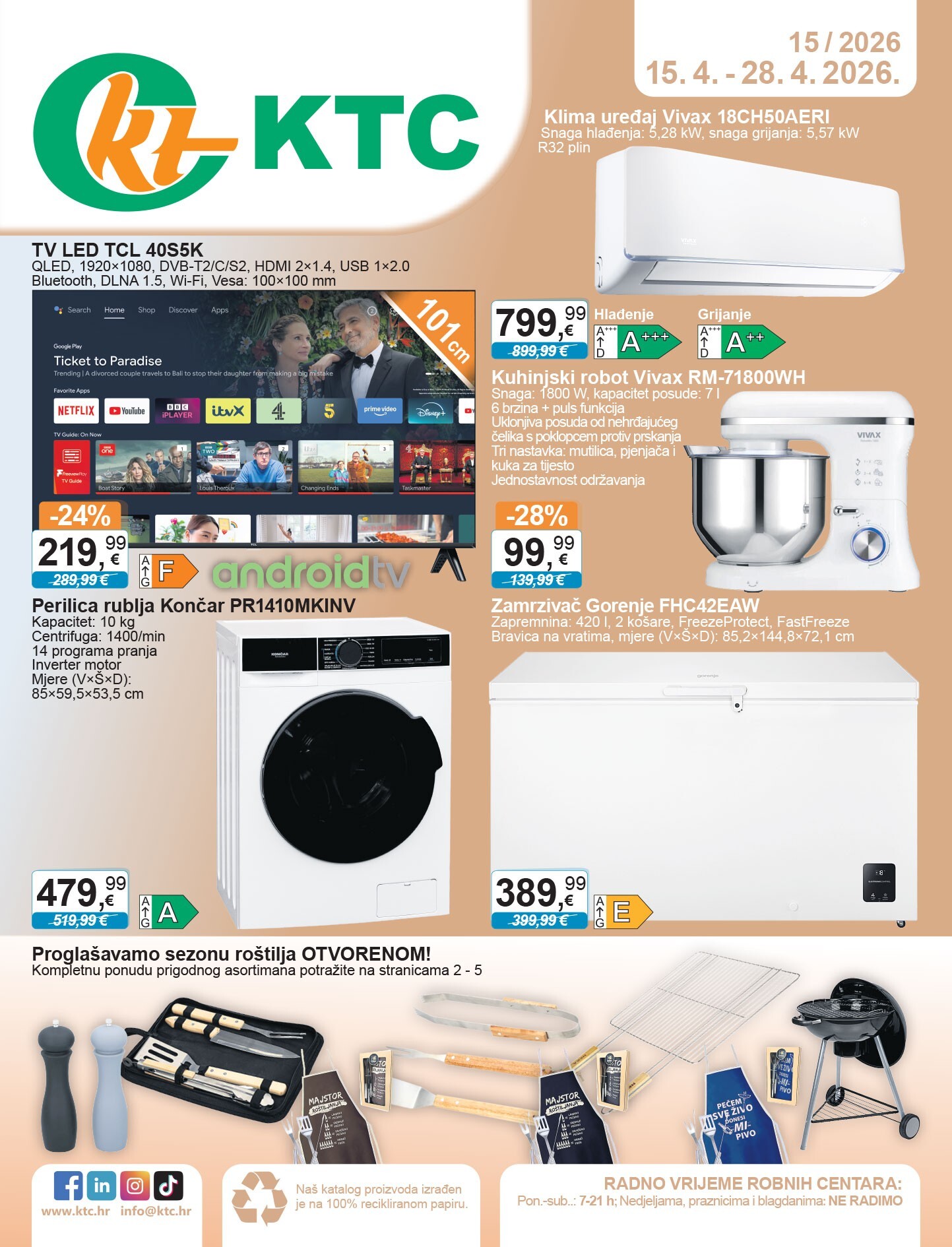 ktc - Budući KTC - Tehnika I Posuđe letak vrijedi od srijede 15.04.2026 do utorka 28.04.2026