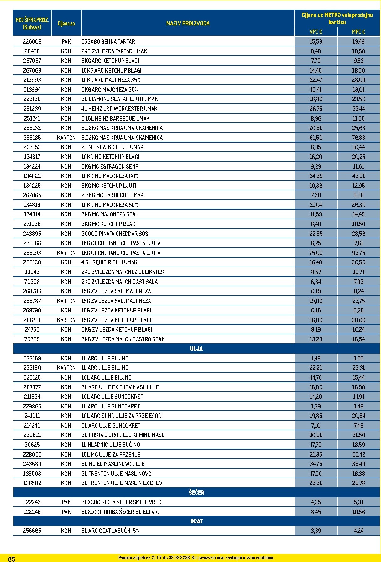 metro - Novi Metro - Profi cijena katalog od srijede, 01.07.2026 do nedjelje, 02.08.2026 - page: 85
