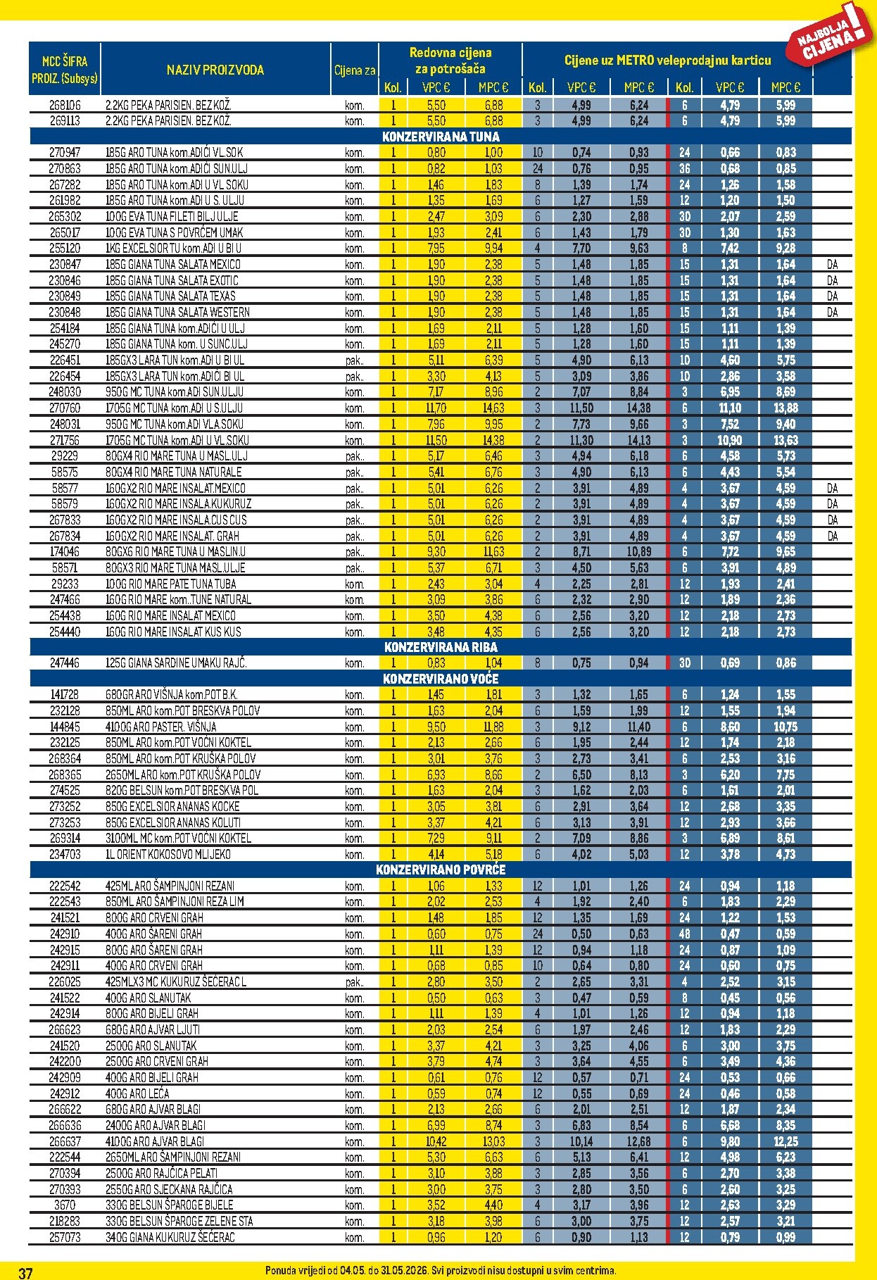 metro - Metro - Profi cijena letak za sljedeći tjedan od ponedjeljka 04.05.2026 do nedjelje 31.05.2026 - page: 37