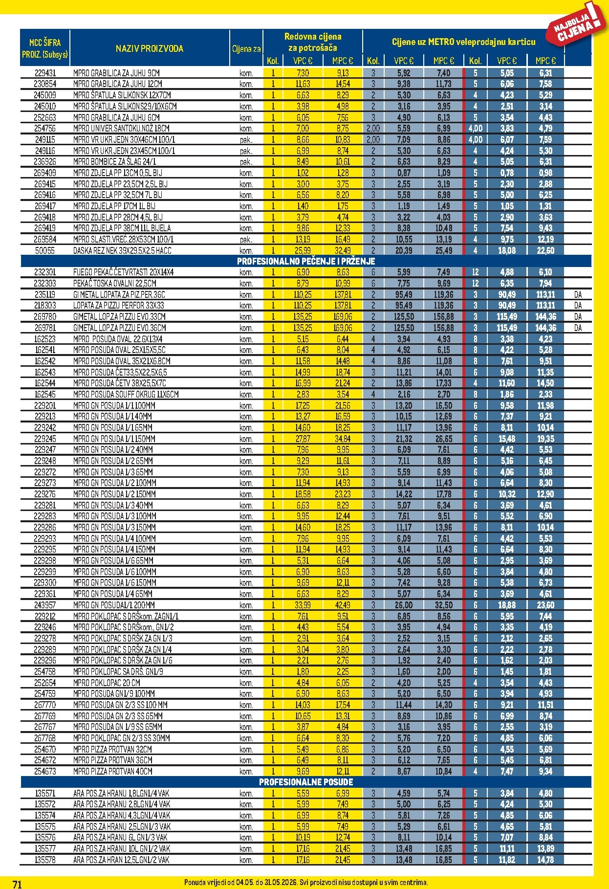 metro - Metro - Profi cijena letak za sljedeći tjedan od ponedjeljka 04.05.2026 do nedjelje 31.05.2026 - page: 71