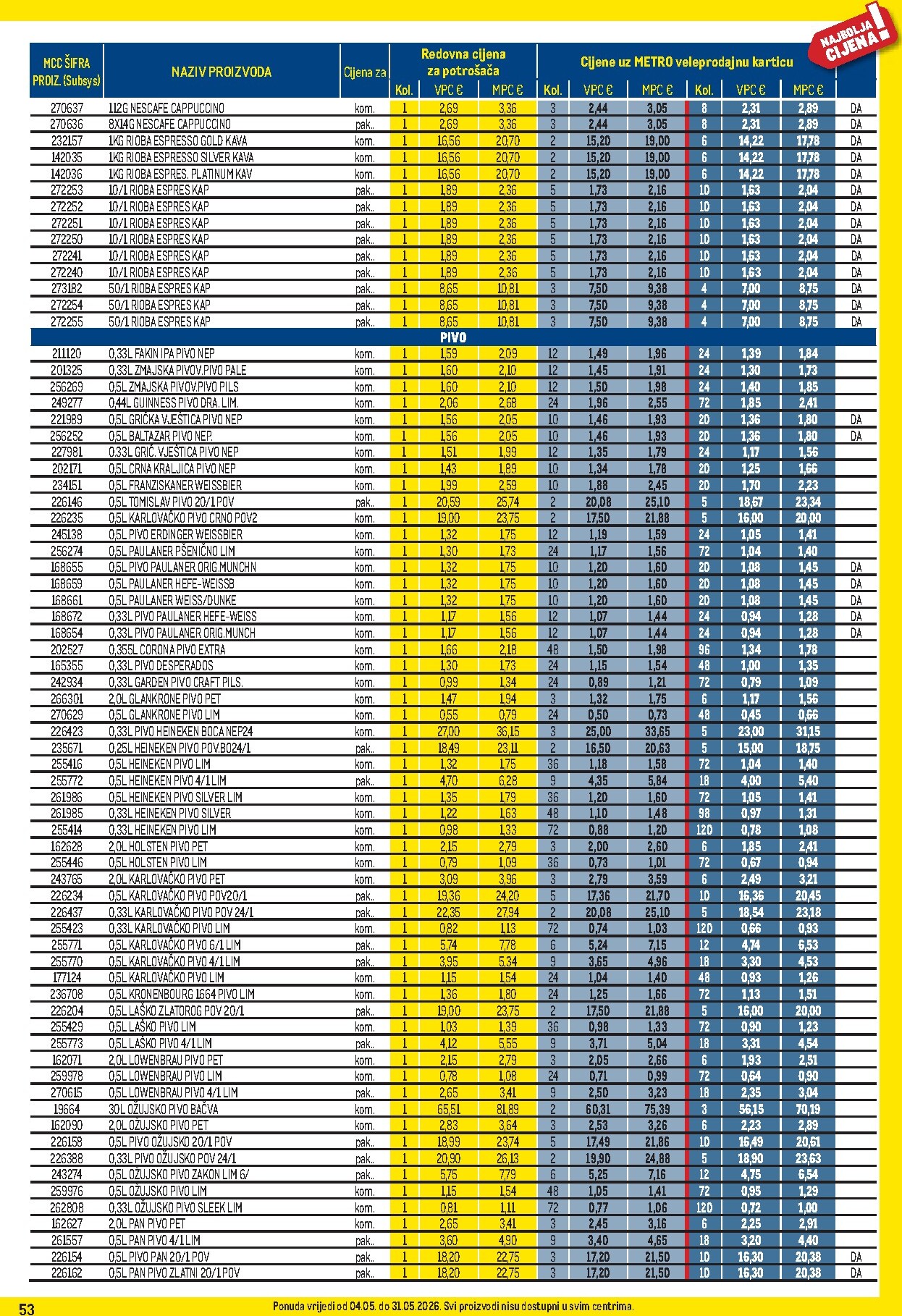 metro - Metro - Profi cijena letak za sljedeći tjedan od ponedjeljka 04.05.2026 do nedjelje 31.05.2026 - page: 53