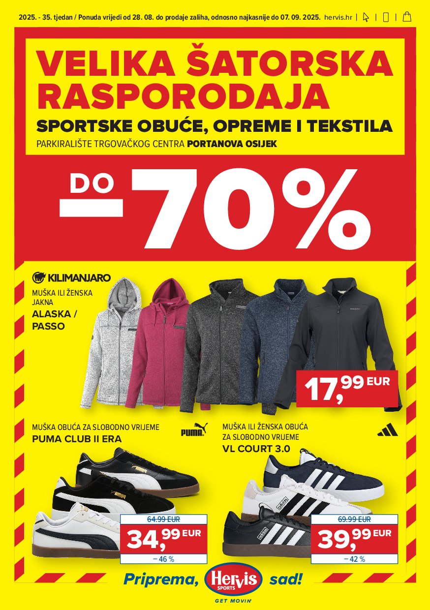 hervis - Prelistajte katalog Hervis - Velika šatorska rasporodaja, vrijedi od 28.08. do 07.09.