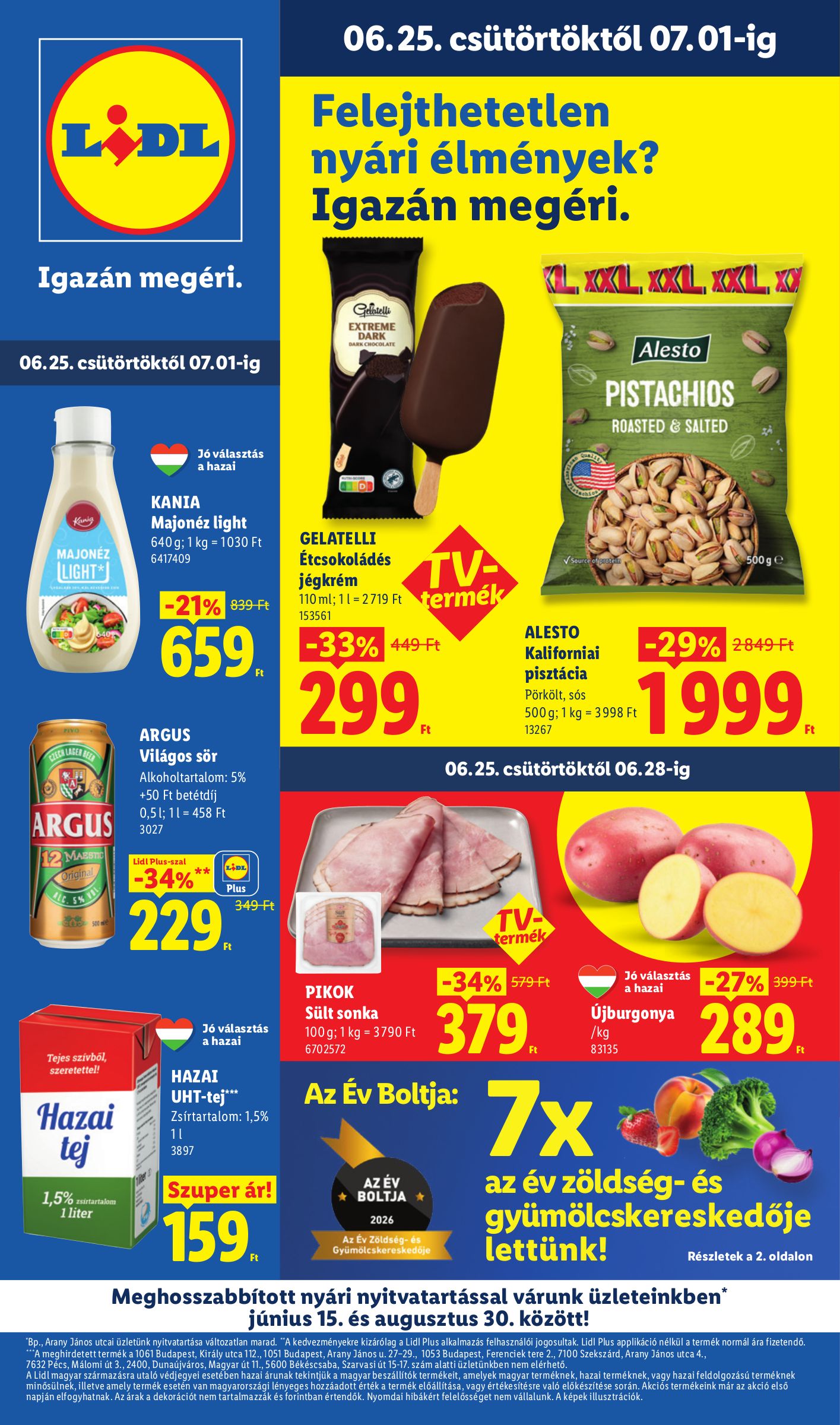 lidl - Lidl hirdetmény a következő hétre csütörtöktől 2026.06.25.-tól szerdától 2026.07.01.-ig - page: 1