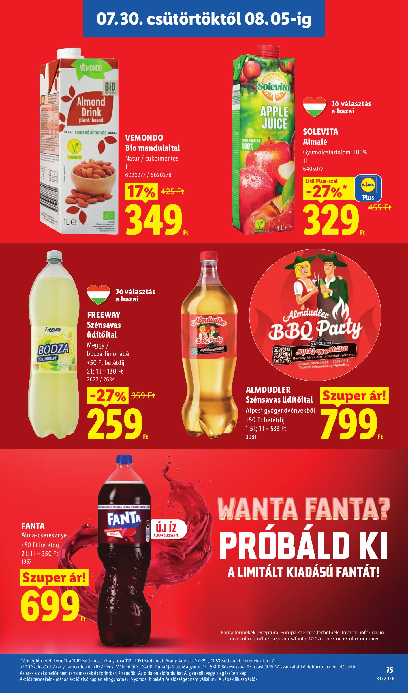 lidl - Lidl hirdetmény a következő hétre csütörtöktől 2026.07.30.-tól szerdától 2026.08.05.-ig - page: 15