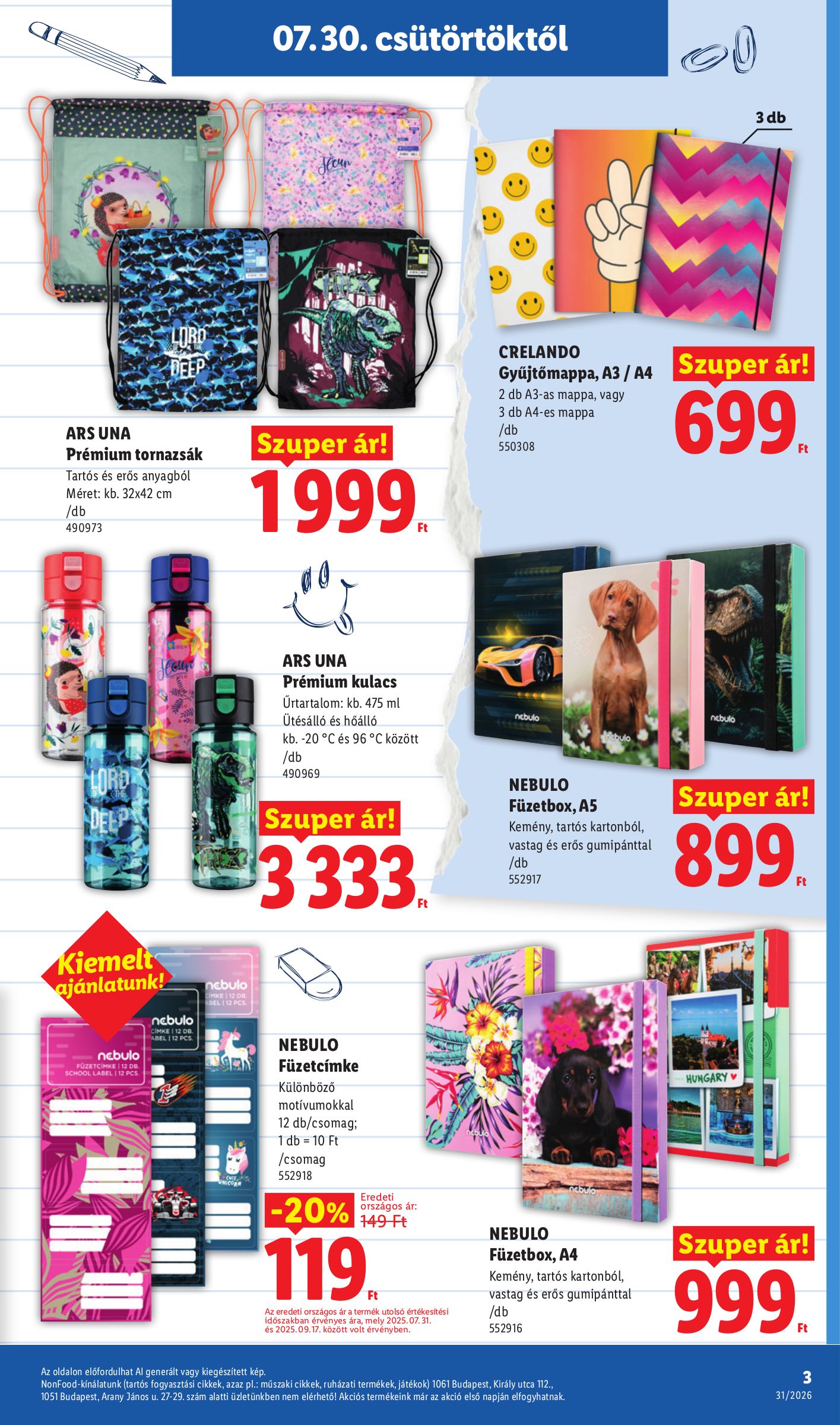 lidl - Lidl - Back to school hirdetmény a következő hétre csütörtöktől 2026.07.30.-tól hétfőtől 2026.08.31.-ig - page: 3