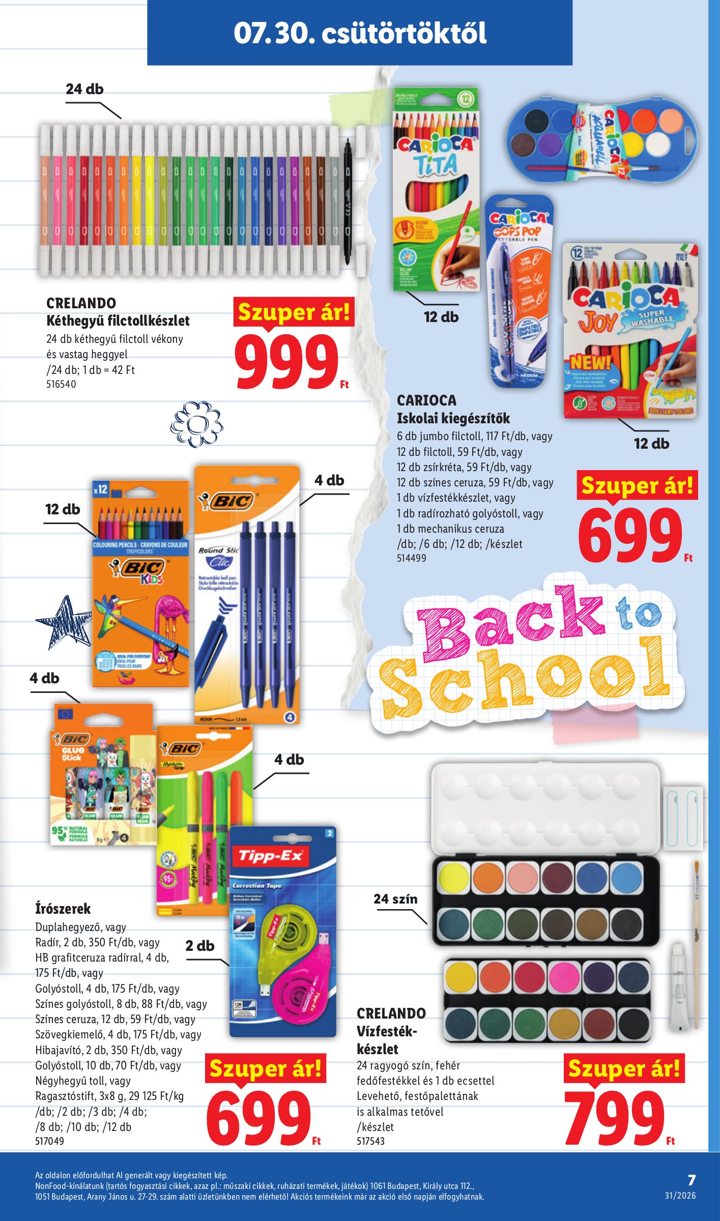 lidl - Lidl - Back to school hirdetmény a következő hétre csütörtöktől 2026.07.30.-tól hétfőtől 2026.08.31.-ig - page: 7
