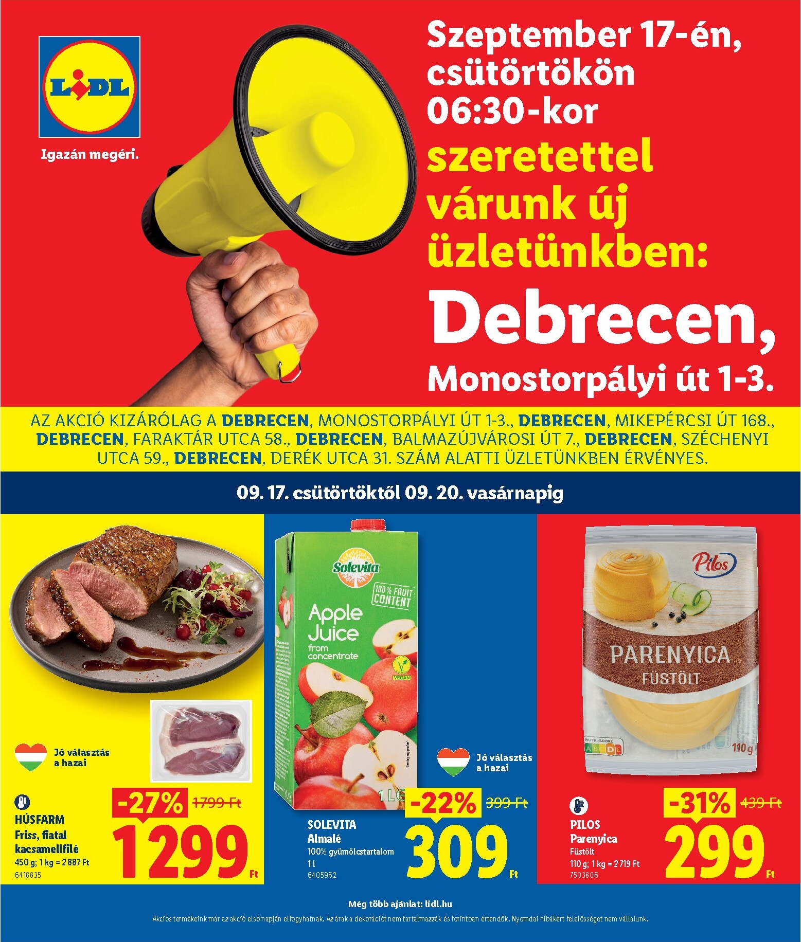 lidl - Lidl - Debrecen hirdetmény a következő hétre csütörtöktől 2026.09.17.-tól vasárnaptól 2026.09.20.-ig