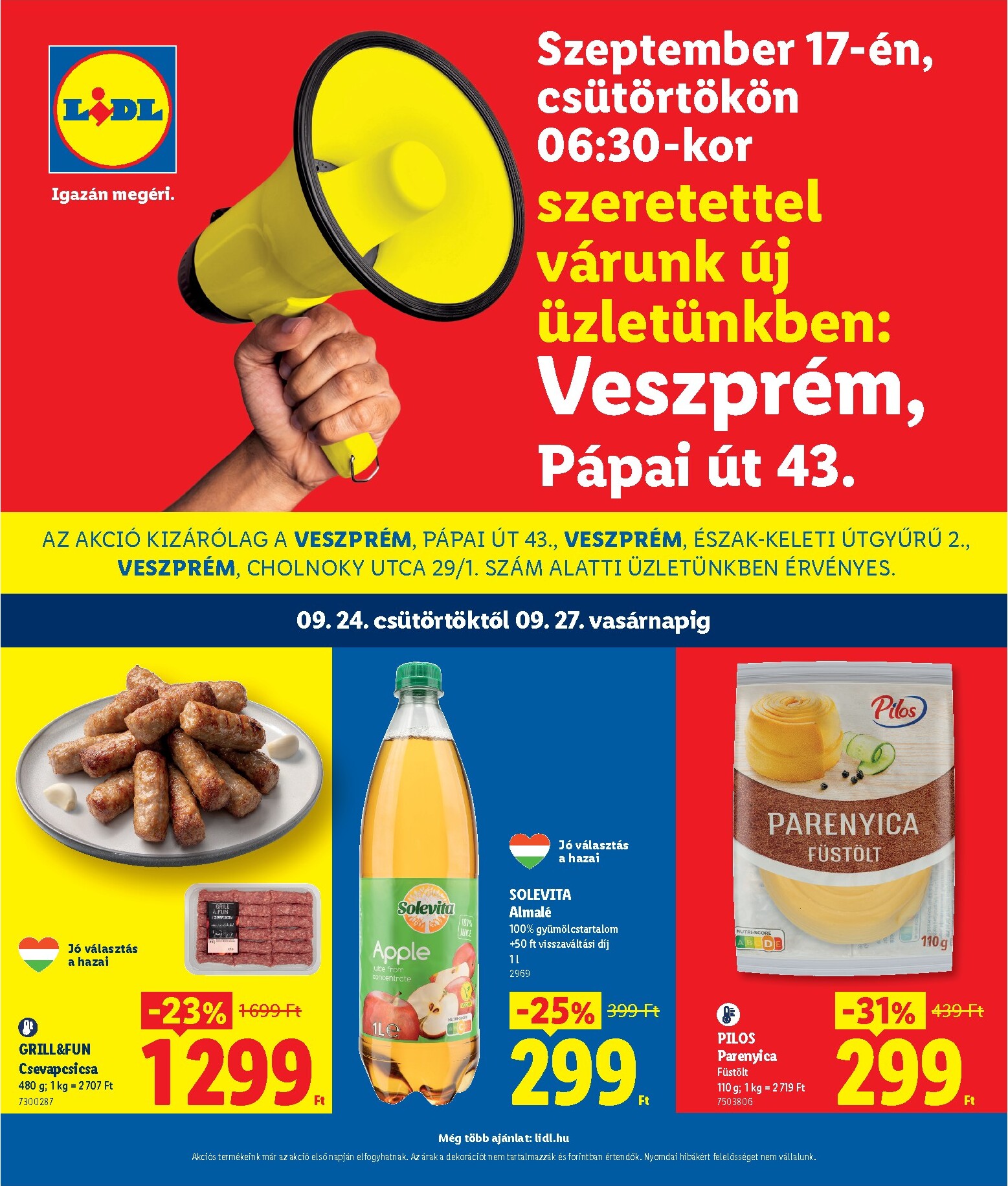 lidl - Lidl - Veszprém hirdetmény a következő hétre csütörtöktől 2026.09.24.-tól vasárnaptól 2026.09.27.-ig
