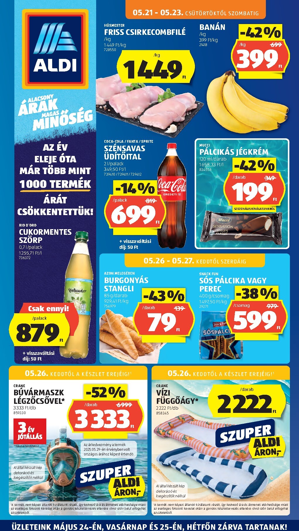 aldi - Aldi hirdetmény a következő hétre csütörtöktől 2026.05.21.-tól szerdától 2026.05.27.-ig - page: 1