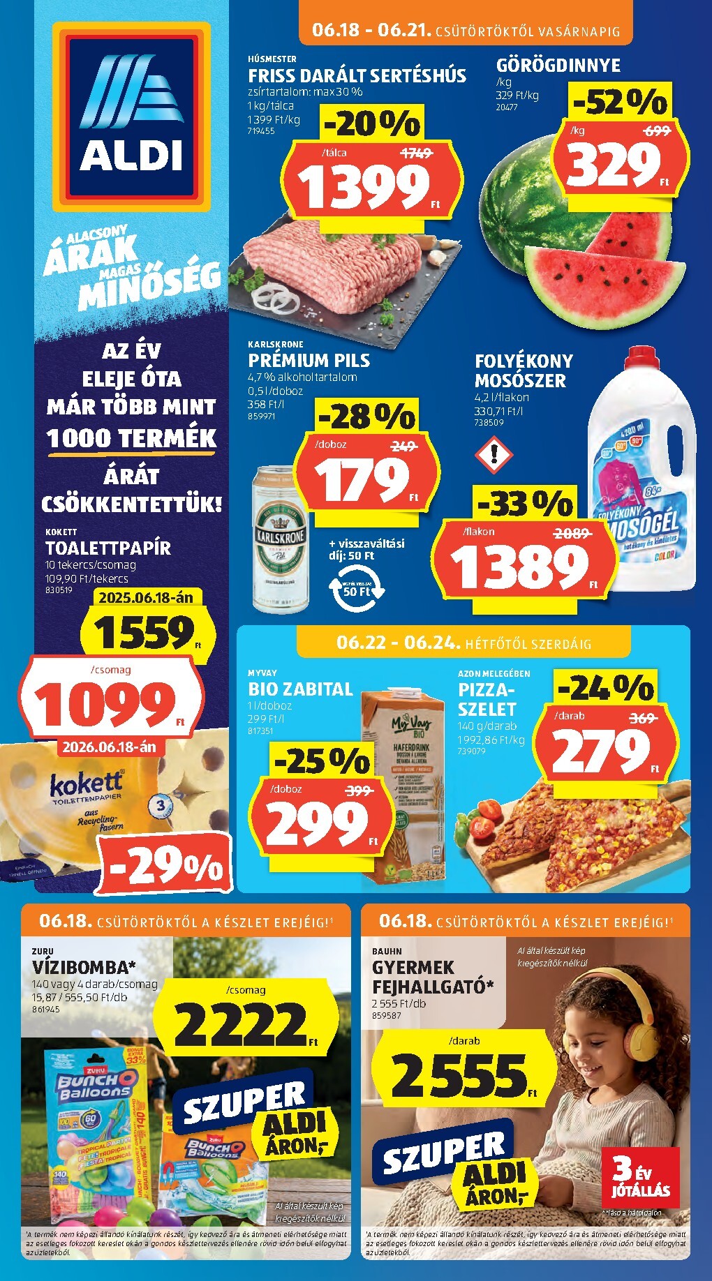 aldi - Aldi hirdetmény a következő hétre csütörtöktől 2026.06.18.-tól szerdától 2026.06.24.-ig - page: 1