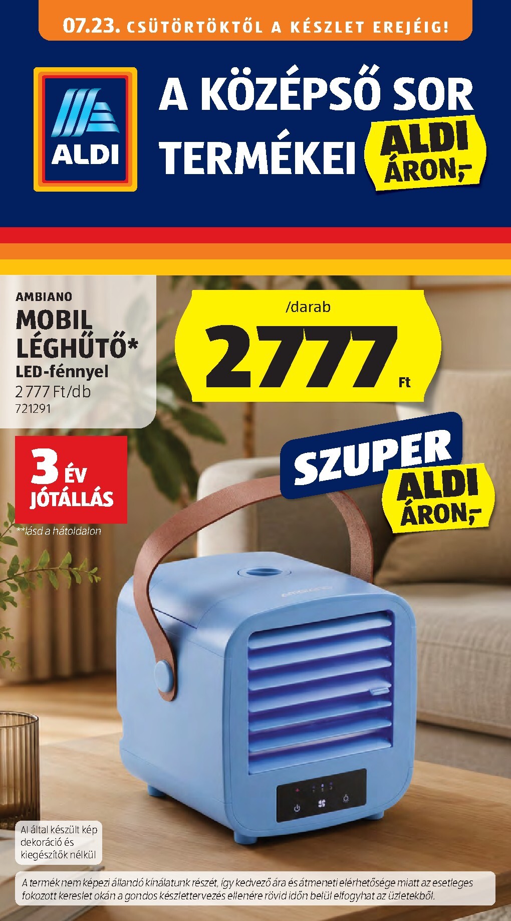 aldi - Aldi - Középső sor termékei hirdetmény a következő hétre csütörtöktől 2026.07.23.-tól szerdától 2026.07.29.-ig