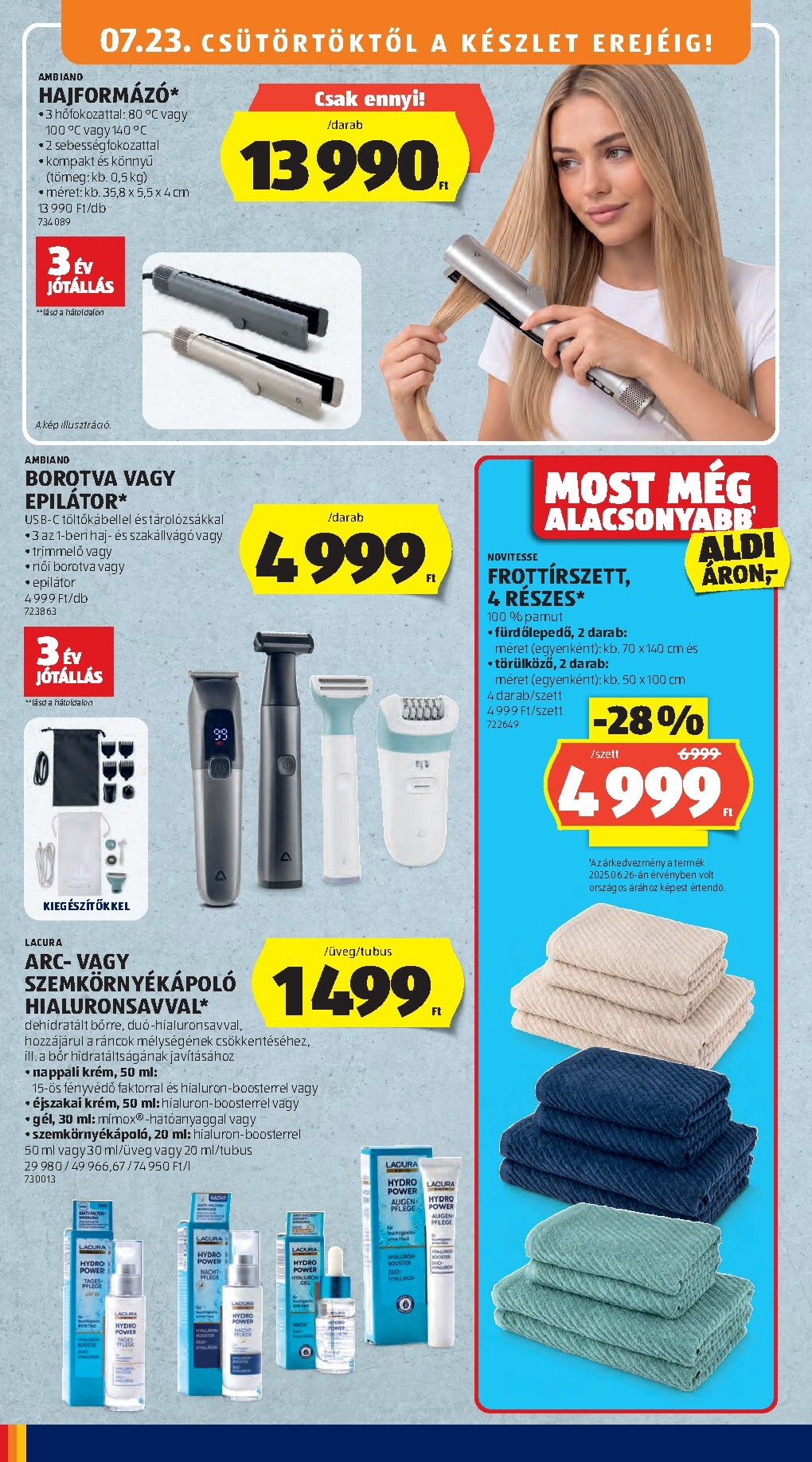 aldi - Aldi - Középső sor termékei hirdetmény a következő hétre csütörtöktől 2026.07.23.-tól szerdától 2026.07.29.-ig - page: 8