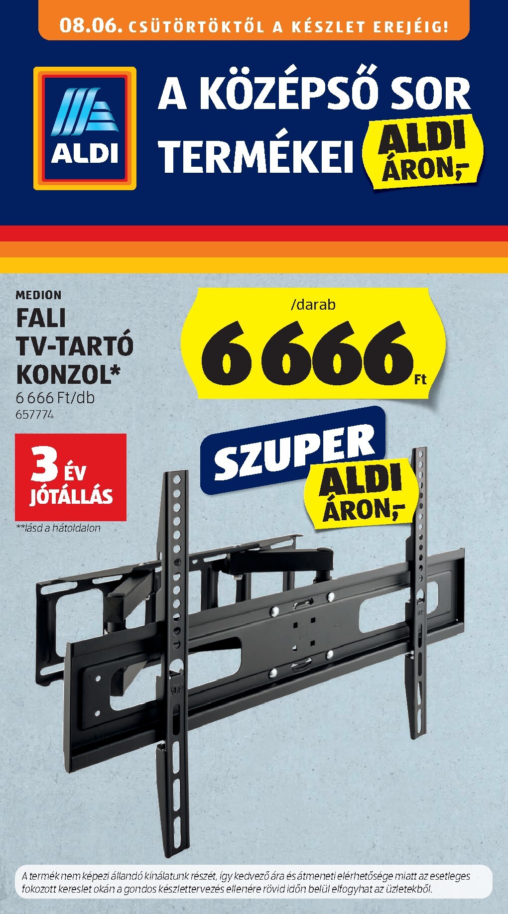 aldi - Aldi - Középső sor termékei hirdetmény a következő hétre csütörtöktől 2026.08.06.-tól szerdától 2026.08.12.-ig
