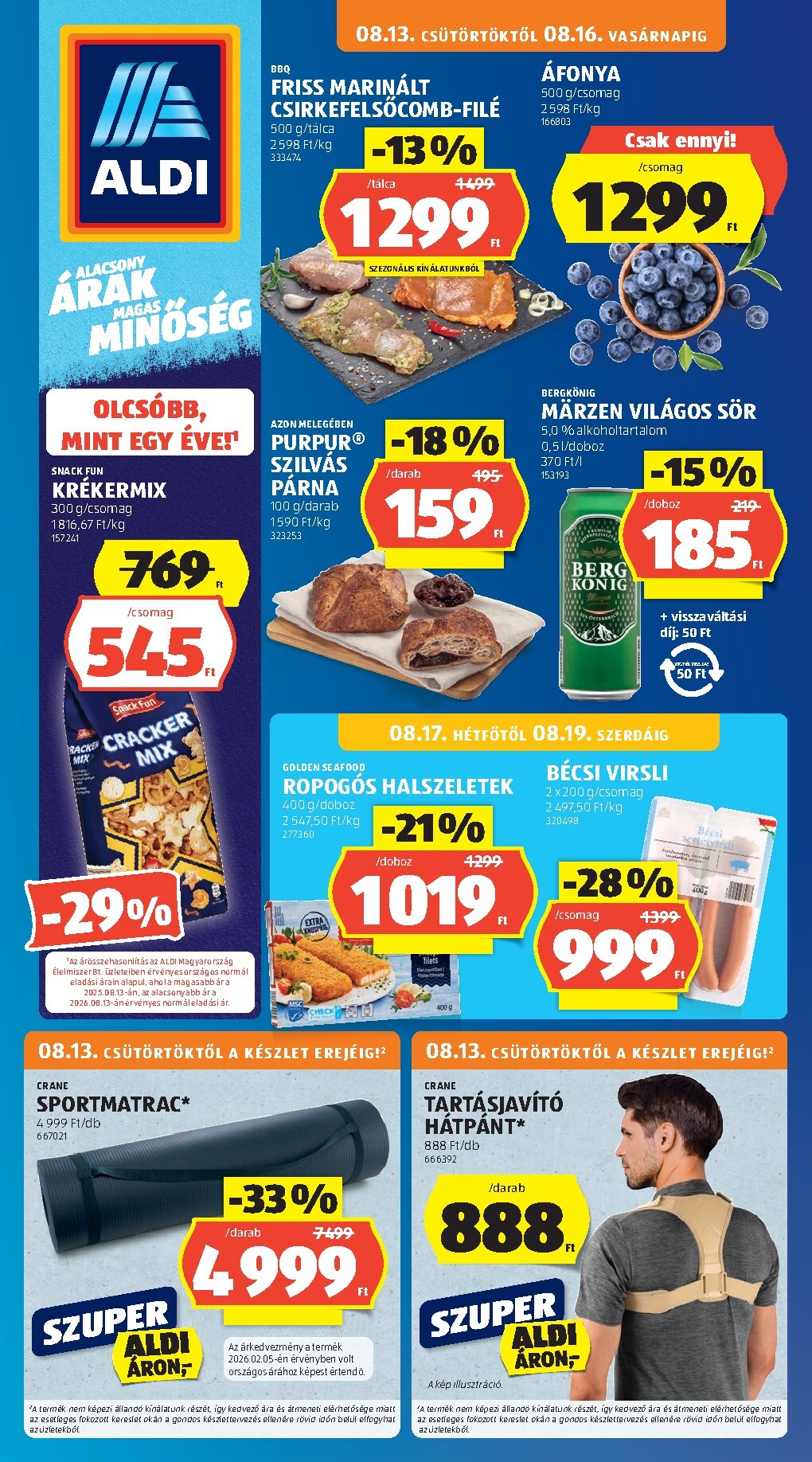 aldi - Aldi hirdetmény a következő hétre csütörtöktől 2026.08.13.-tól szerdától 2026.08.19.-ig - page: 1