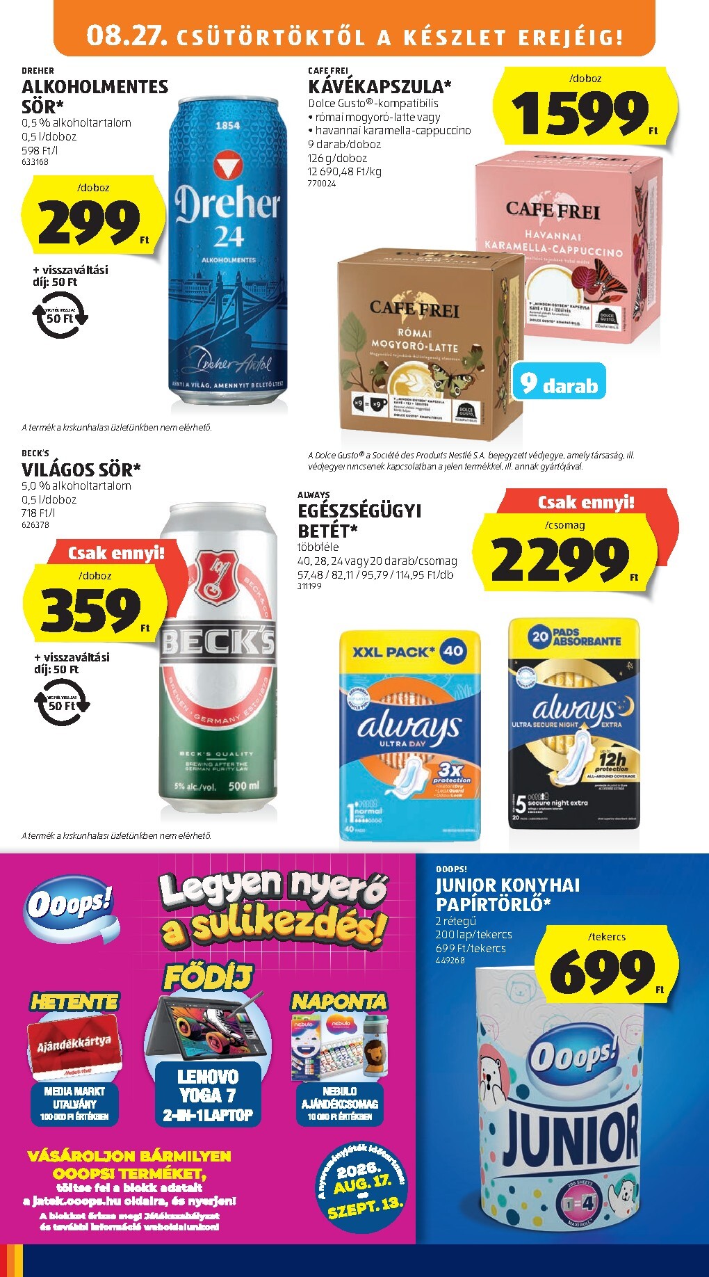 aldi - Aldi hirdetmény a következő hétre csütörtöktől 2026.08.27.-tól szerdától 2026.09.02.-ig - page: 14