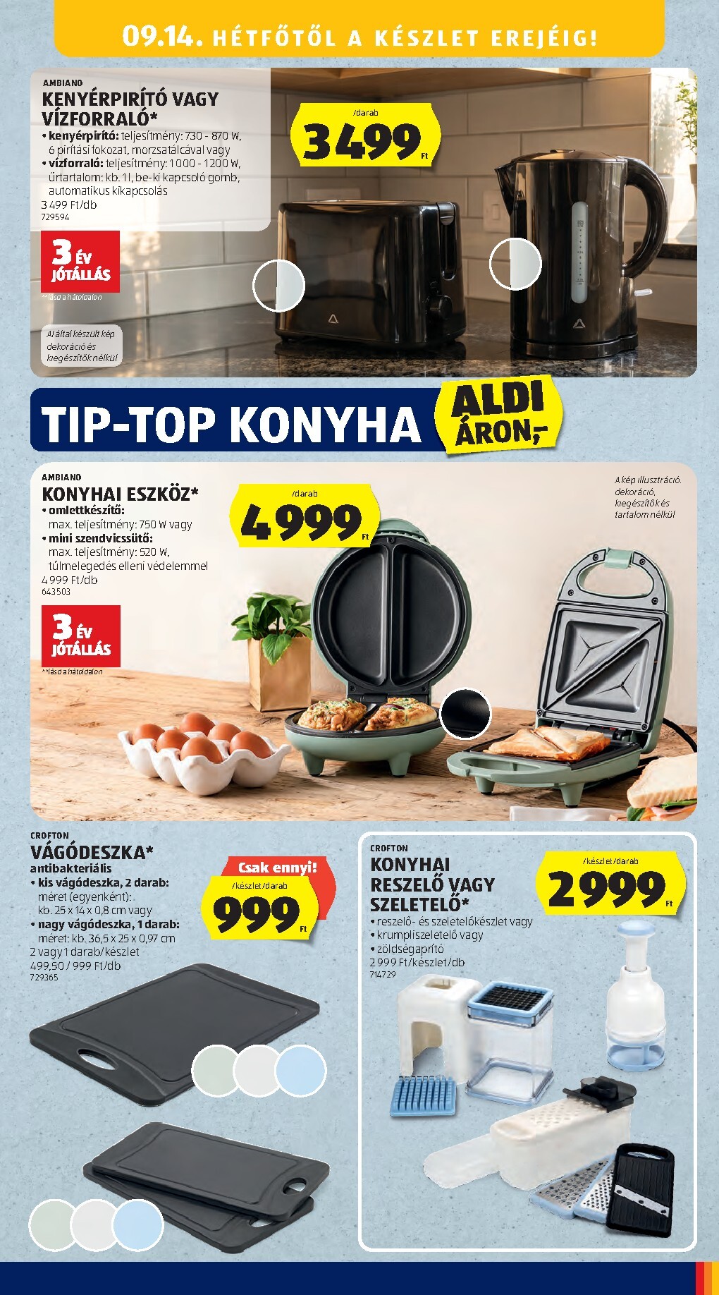aldi - Aldi - Középső sor termékei hirdetmény a következő hétre csütörtöktől 2026.09.10.-tól szerdától 2026.09.16.-ig - page: 9