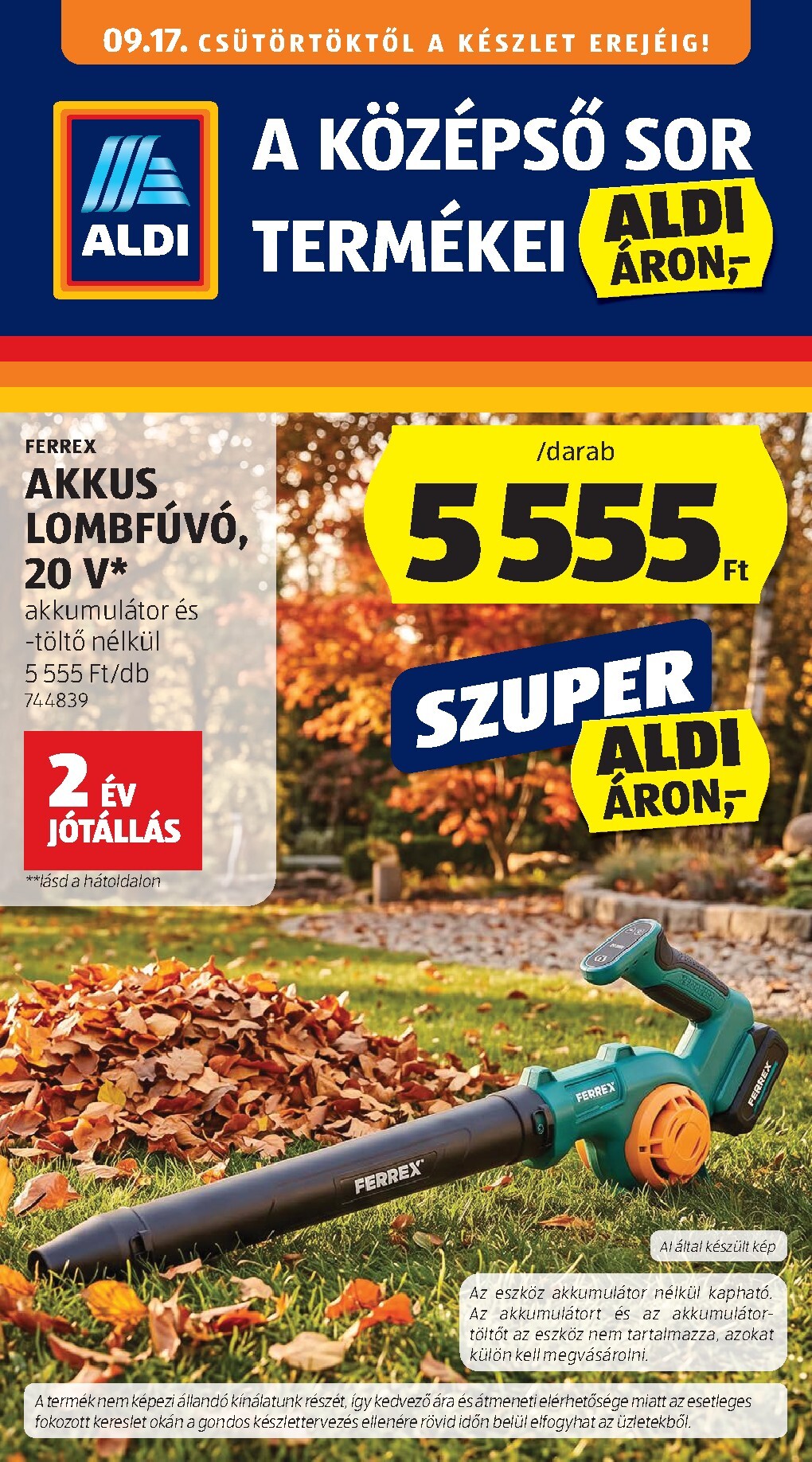 aldi - Aktuális Aldi - Középső sor termékei szórólap érvényes csütörtöktől 2026.09.17.-től szerdától 2026.09.23.-ig