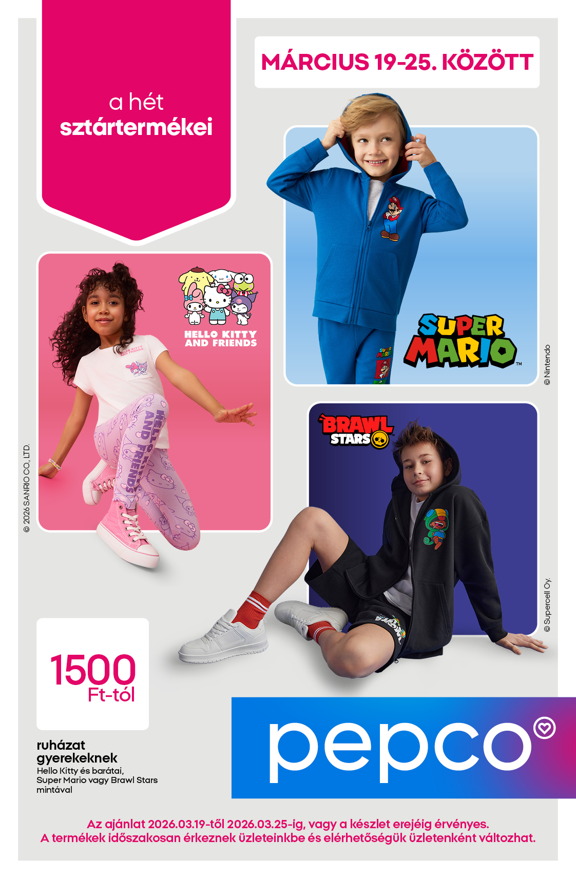 pepco - Pepco - Ruházat népszerű karakterekkel akciós újság, érvényes 2026.03.19. - 2026.03.25. - page: 1