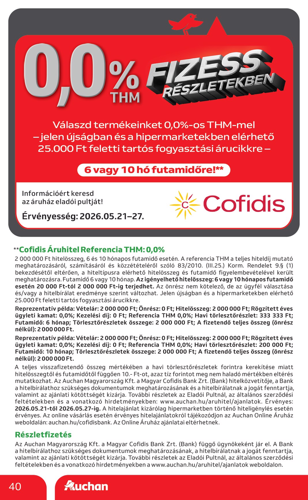 auchan - A jövőbeli Auchan Hipermarket akciós újság csütörtöktől 2026.05.21.-tól szerdától 2026.05.27.-ig érvényes. - page: 40