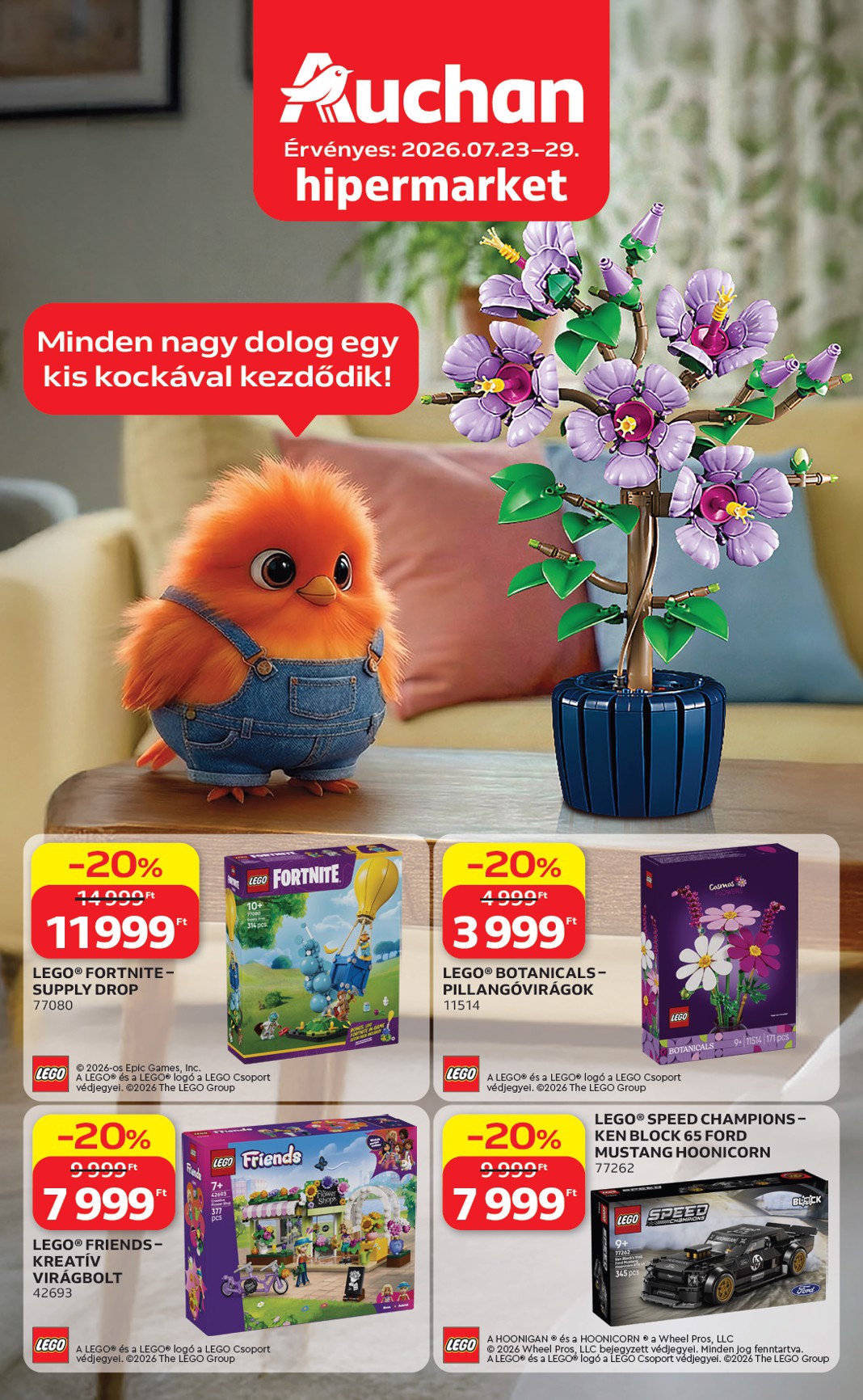 auchan - A jövőbeli Auchan - Lego ajánlataink akciós újság csütörtöktől 2026.07.23.-tól szerdától 2026.07.29.-ig érvényes.