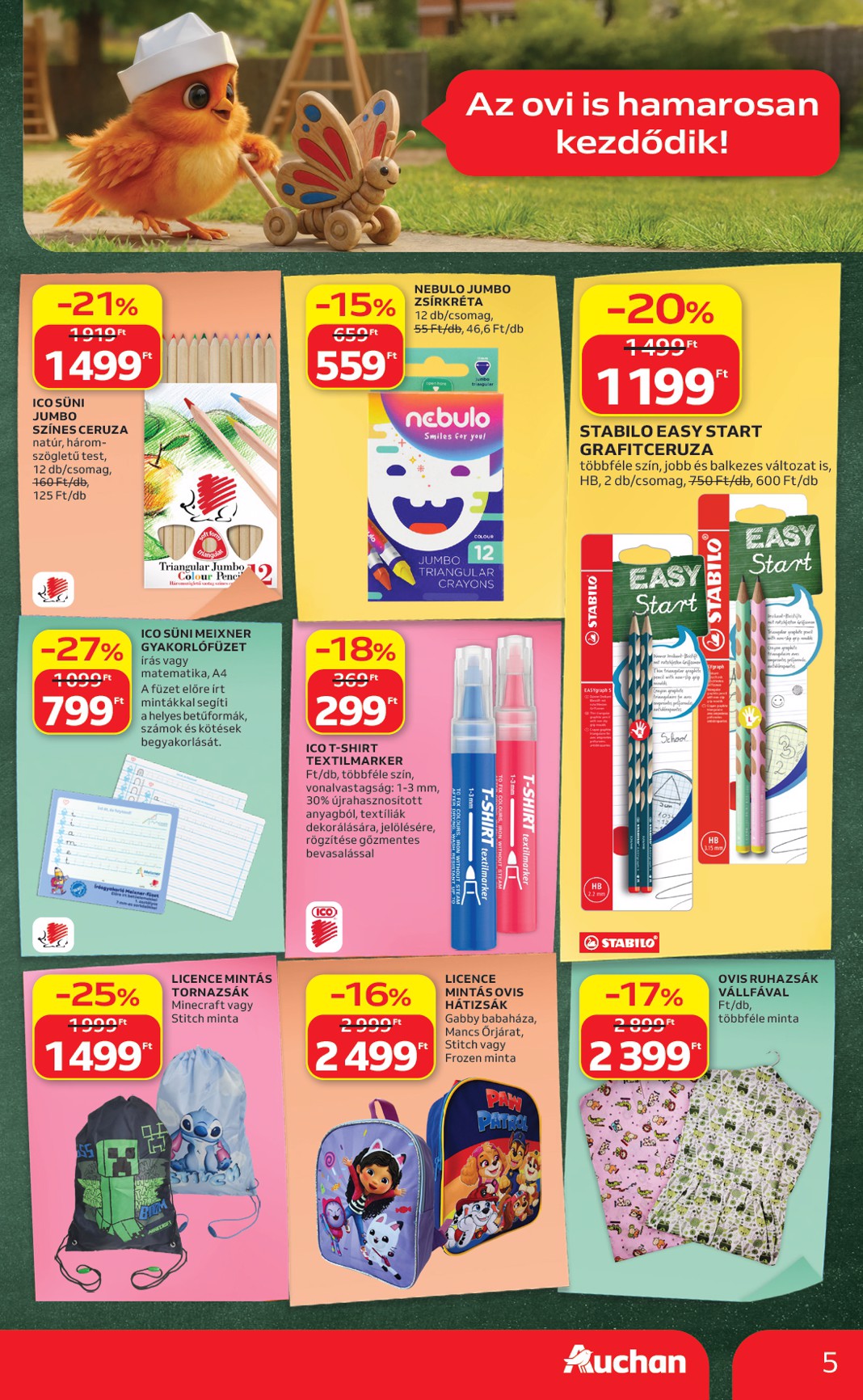 auchan - A jövőbeli Auchan - Iskolakezdés ajánlataink akciós újság csütörtöktől 2026.07.23.-tól szerdától 2026.07.29.-ig érvényes. - page: 5