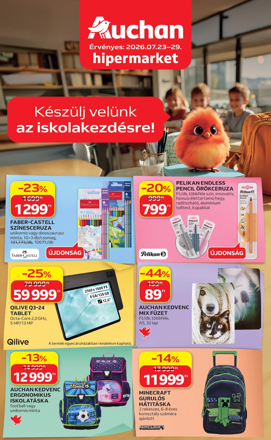 auchan - A jövőbeli Auchan - Iskolakezdés ajánlataink akciós újság csütörtöktől 2026.07.23.-tól szerdától 2026.07.29.-ig érvényes.