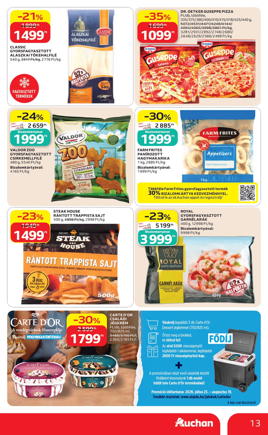 auchan - A jövőbeli Auchan hipermarket akciós újság csütörtöktől 2026.07.23.-tól szerdától 2026.07.29.-ig érvényes. - page: 13