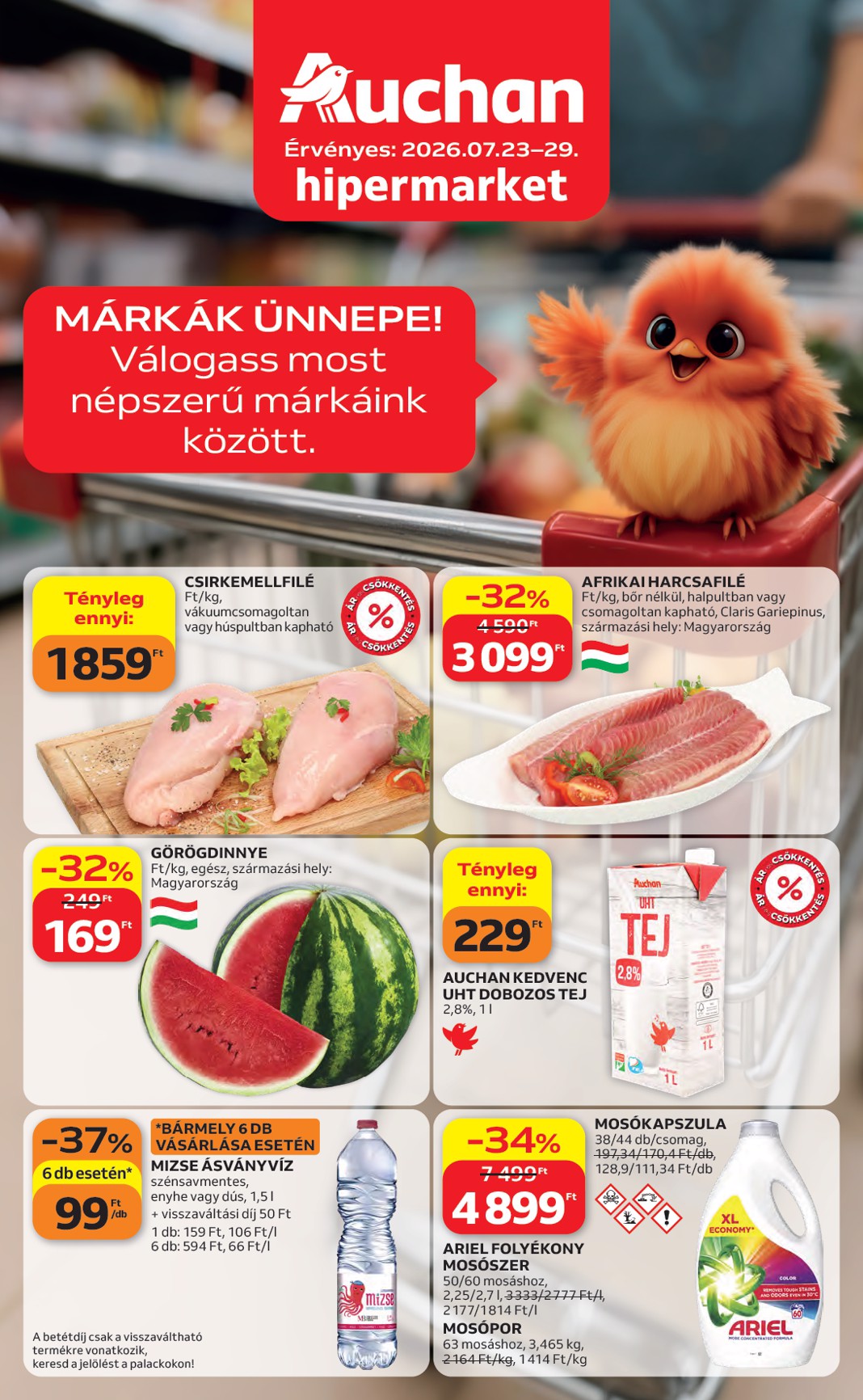 auchan - A jövőbeli Auchan hipermarket akciós újság csütörtöktől 2026.07.23.-tól szerdától 2026.07.29.-ig érvényes.