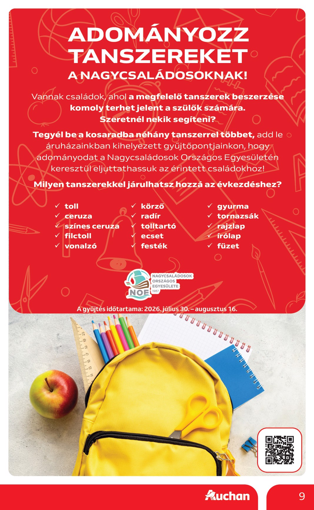 auchan - A jövőbeli Auchan - Iskolakezdés ajánlataink akciós újság csütörtöktől 2026.07.30.-tól szerdától 2026.08.05.-ig érvényes. - page: 9