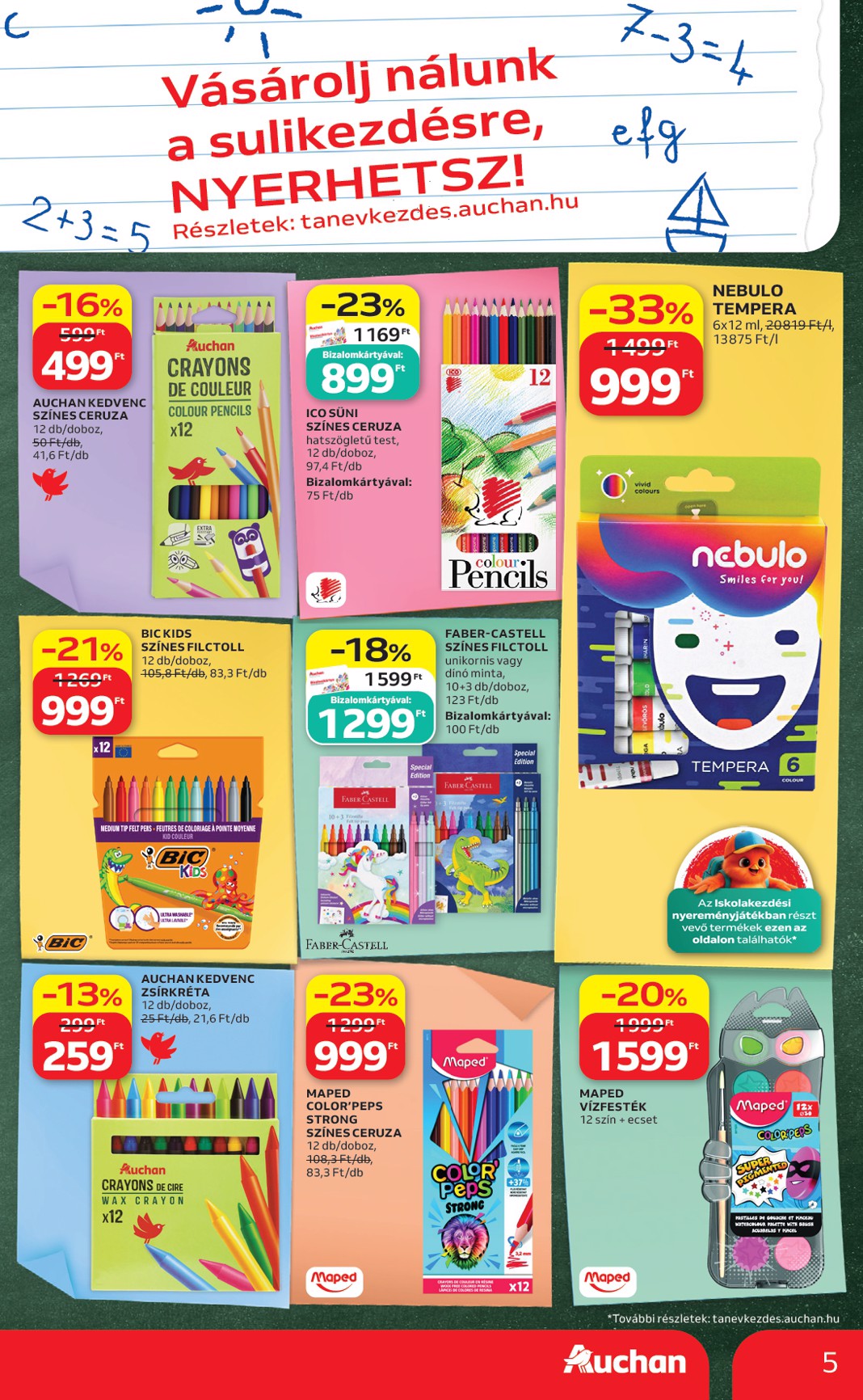 auchan - A jövőbeli Auchan - Iskolakezdés ajánlataink akciós újság csütörtöktől 2026.07.30.-tól szerdától 2026.08.05.-ig érvényes. - page: 5