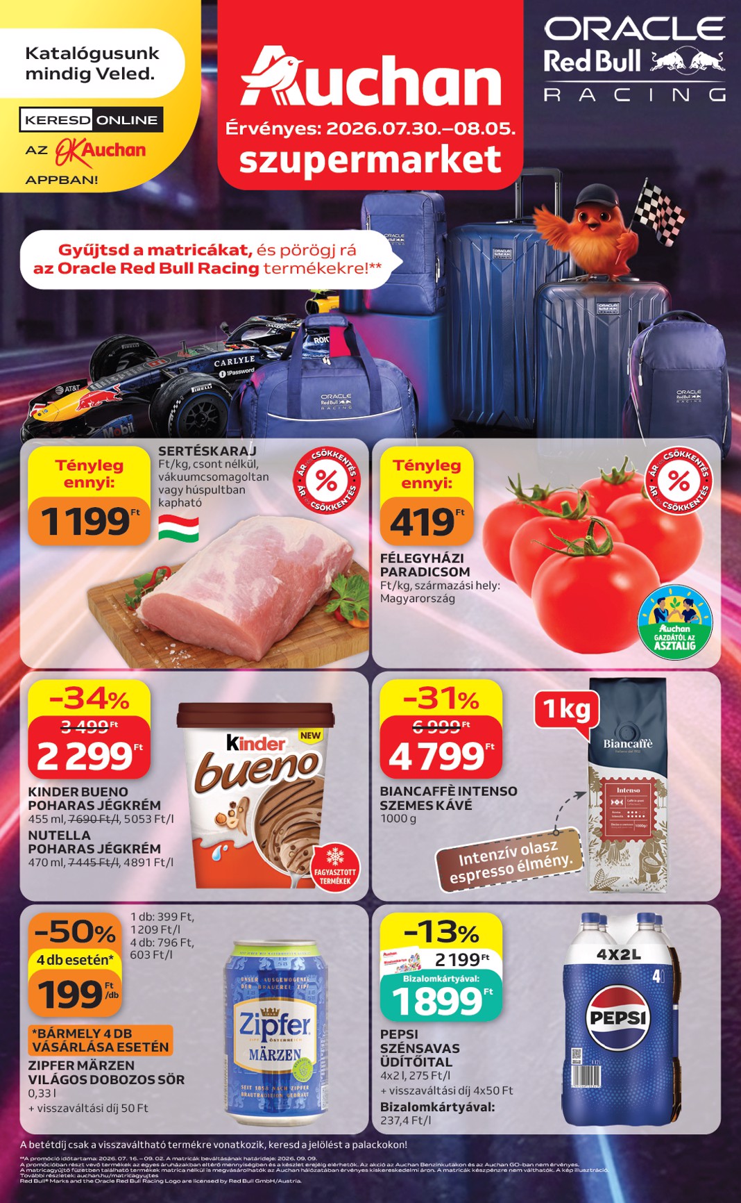 auchan - A jövőbeli Auchan szupermarket akciós újság csütörtöktől 2026.07.30.-tól szerdától 2026.08.05.-ig érvényes.