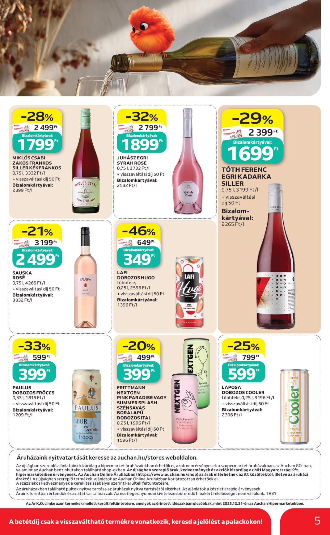 auchan - Aktuális Auchan Hipermarket - Borválaszték szórólap érvényes csütörtöktől 2026.07.30.-től szerdától 2026.08.05.-ig - page: 5