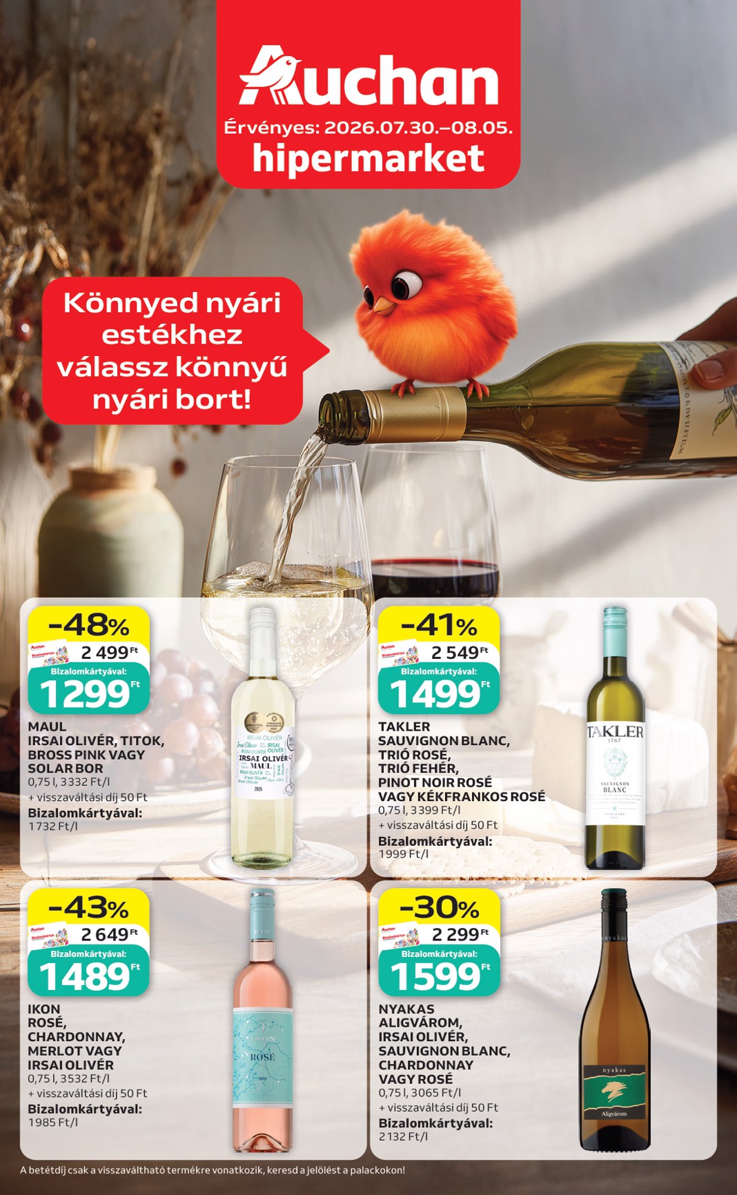 auchan - Aktuális Auchan Hipermarket - Borválaszték szórólap érvényes csütörtöktől 2026.07.30.-től szerdától 2026.08.05.-ig
