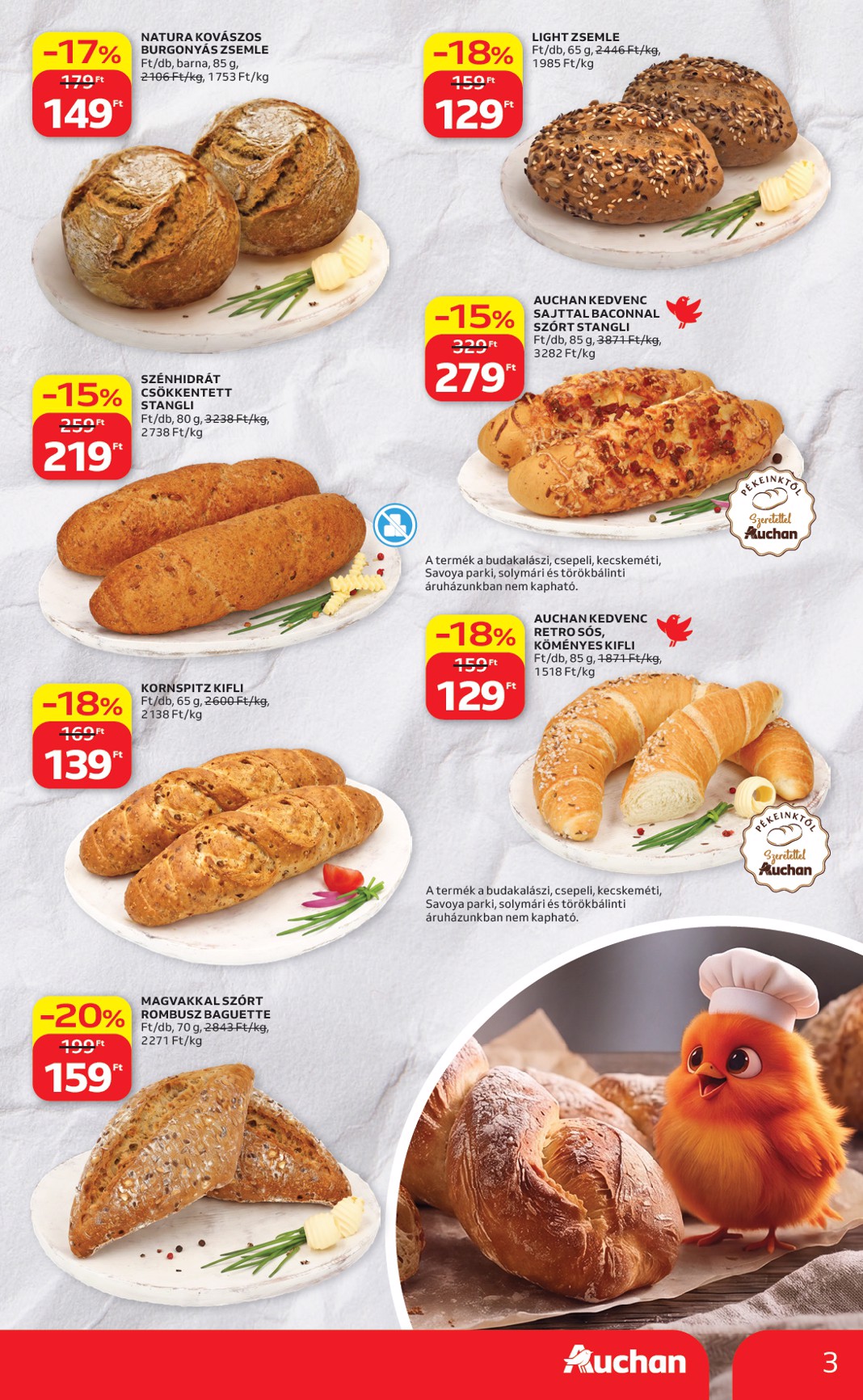 auchan - A jövőbeli Auchan Hipermarket - Péksütemények akciós újság csütörtöktől 2026.08.06.-tól szerdától 2026.08.12.-ig érvényes. - page: 3