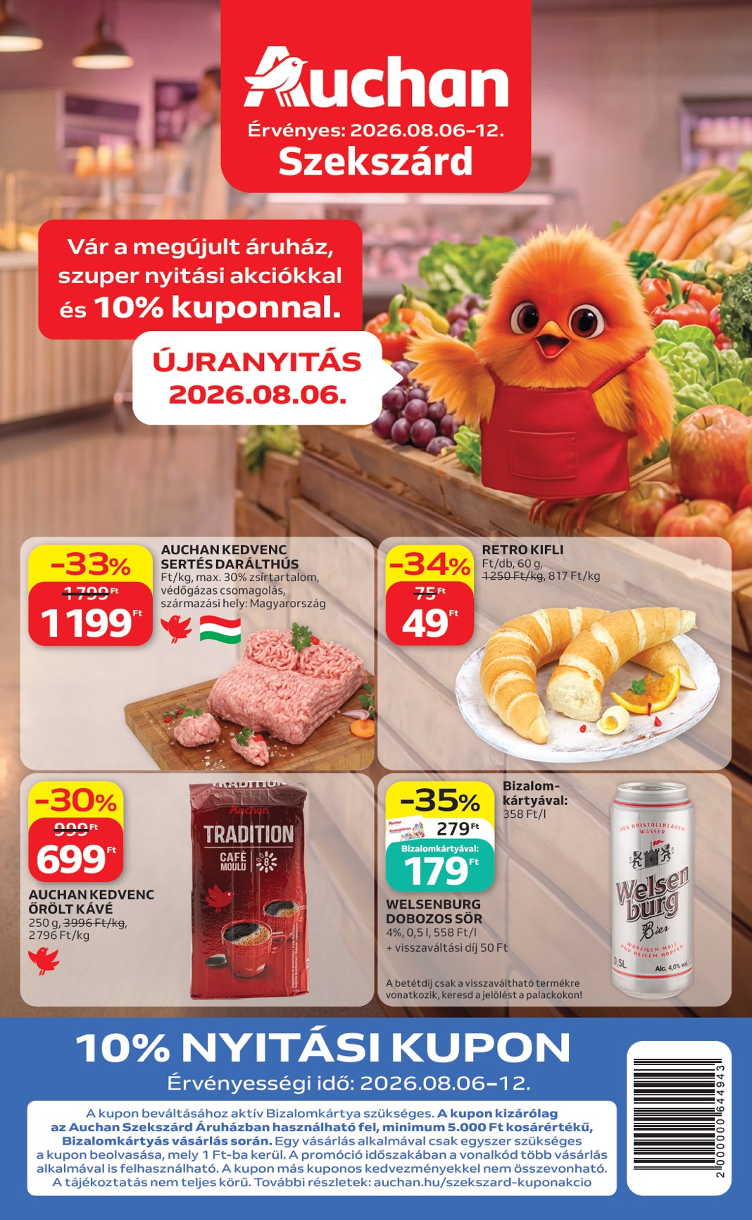 auchan - A jövőbeli Auchan Szekszárd akciós újság csütörtöktől 2026.08.06.-tól szerdától 2026.08.12.-ig érvényes.