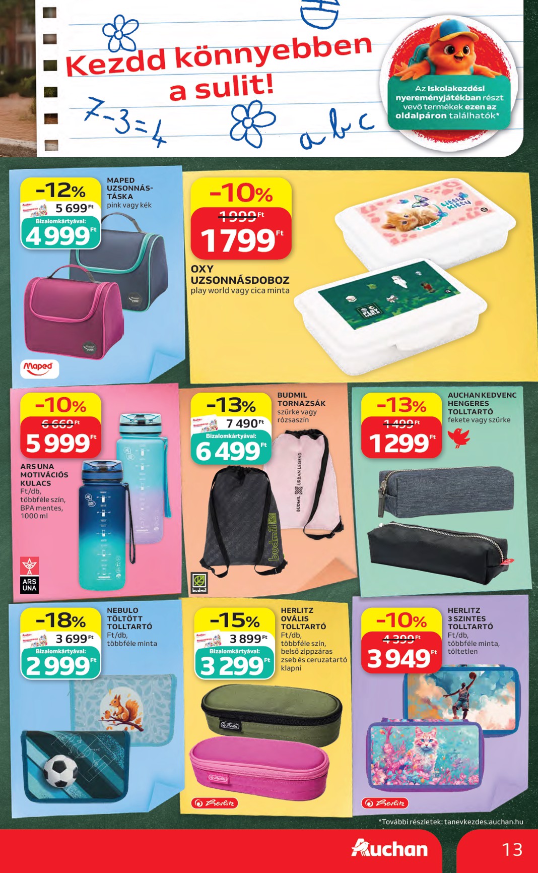auchan - A jövőbeli Auchan Hipermarket - Back to School akciós újság csütörtöktől 2026.08.06.-tól szerdától 2026.08.19.-ig érvényes. - page: 13