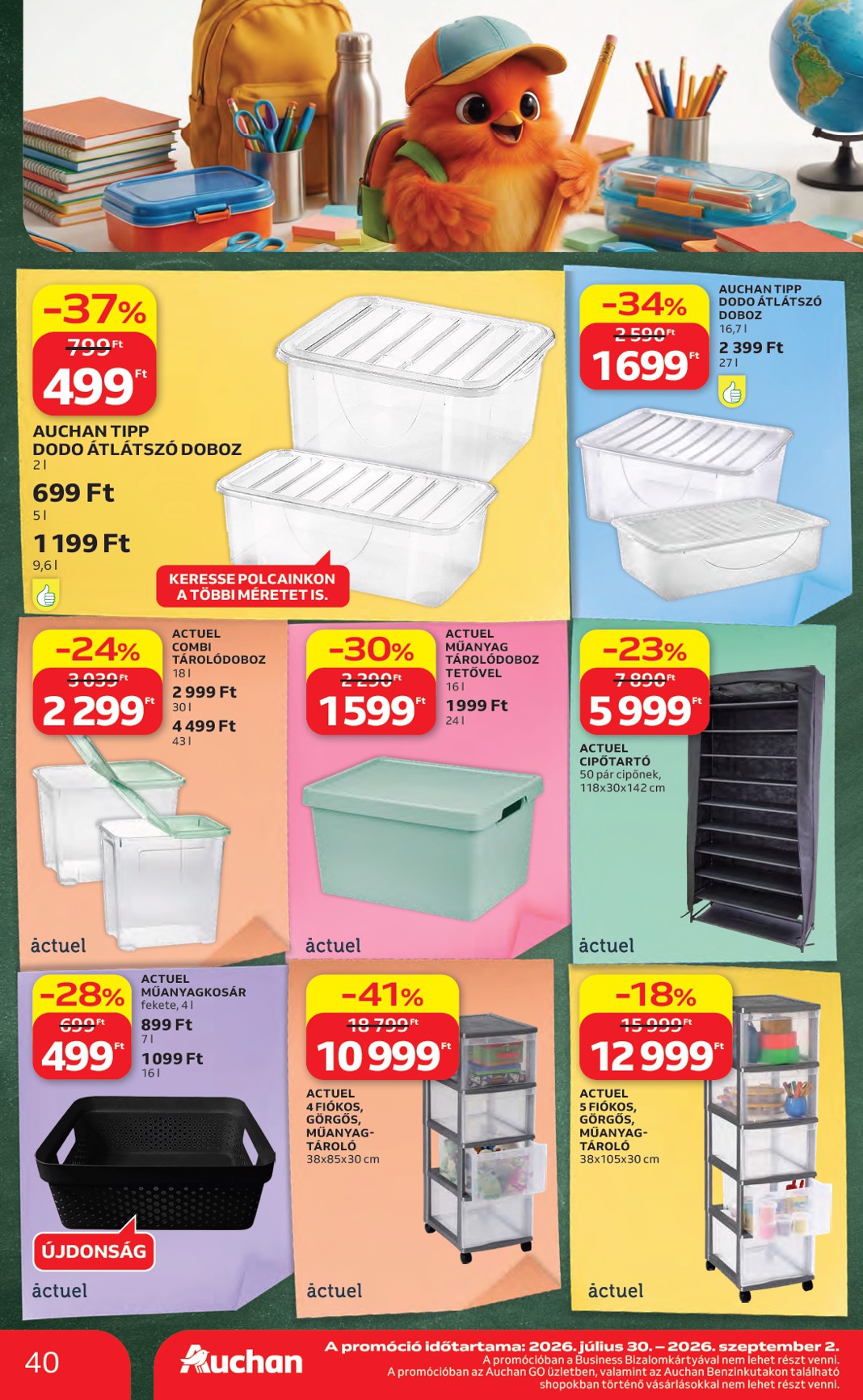 auchan - A jövőbeli Auchan Hipermarket - Back to School akciós újság csütörtöktől 2026.08.06.-tól szerdától 2026.08.19.-ig érvényes. - page: 40