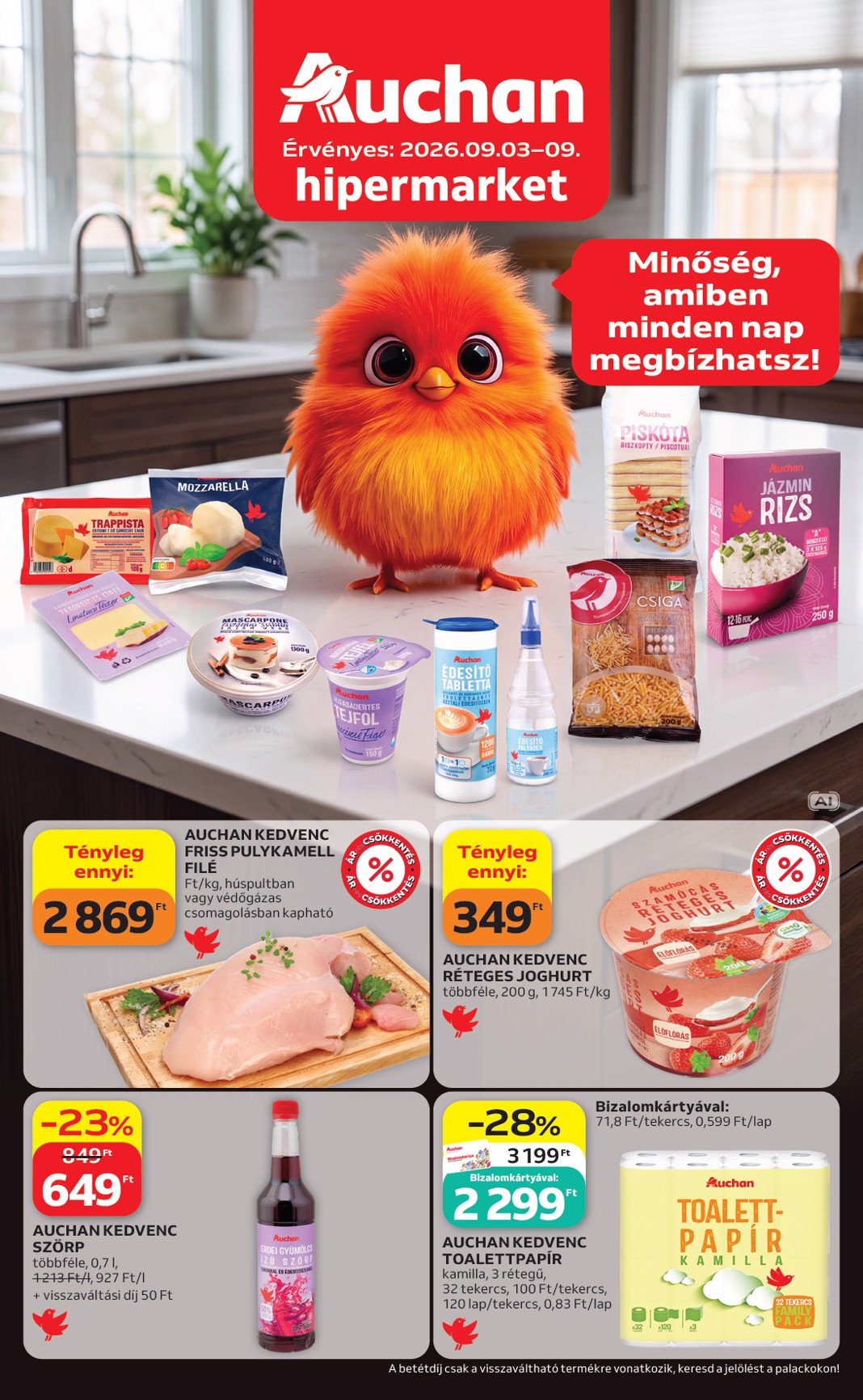auchan - A jövőbeli Auchan - Sajátmárkás termékeink akciós újság csütörtöktől 2026.09.03.-tól szerdától 2026.09.09.-ig érvényes.