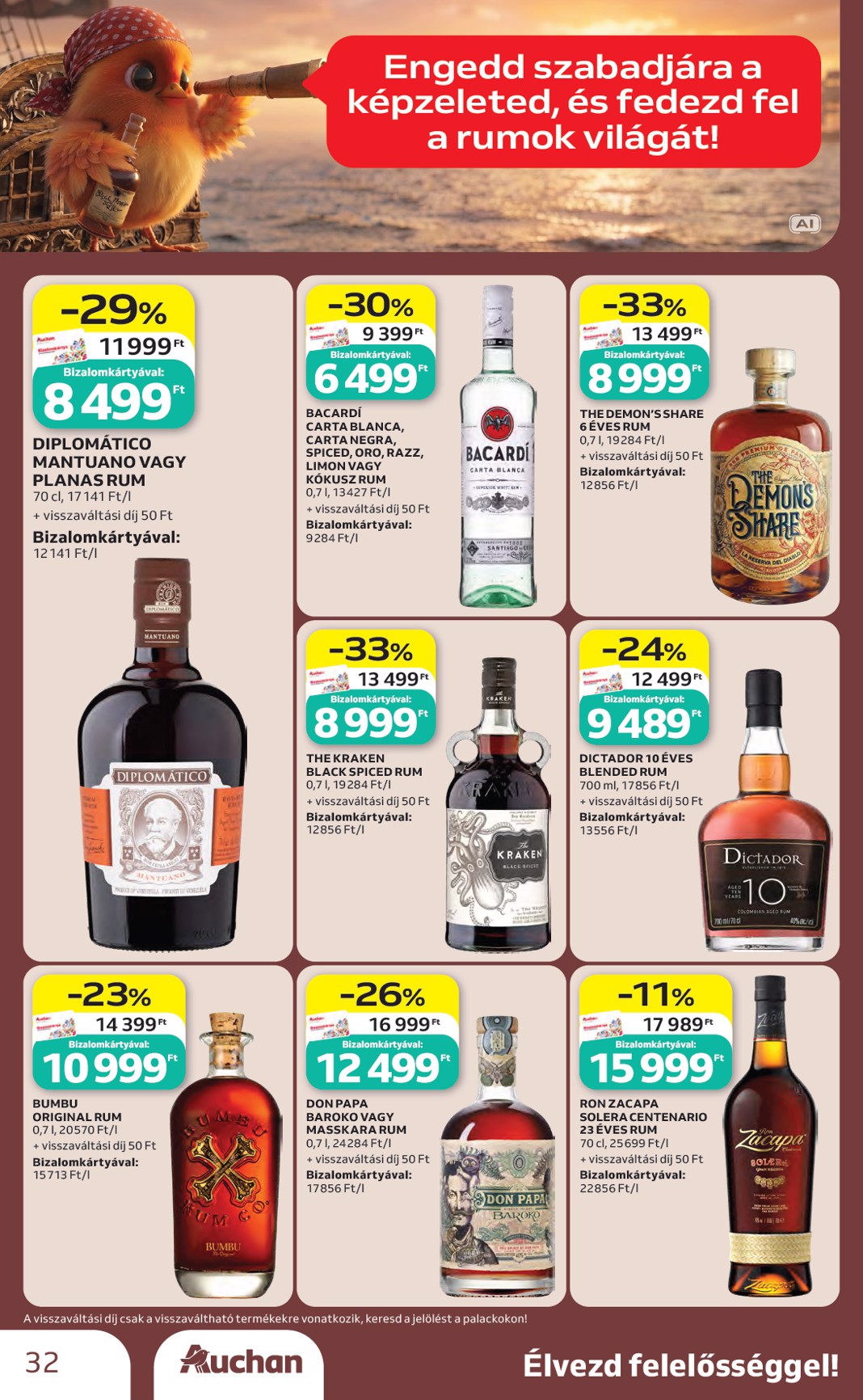 auchan - A jövőbeli Auchan - Bor ajánlataink - Hipermarket akciós újság csütörtöktől 2026.10.01.-tól szerdától 2026.10.21.-ig érvényes. - page: 32