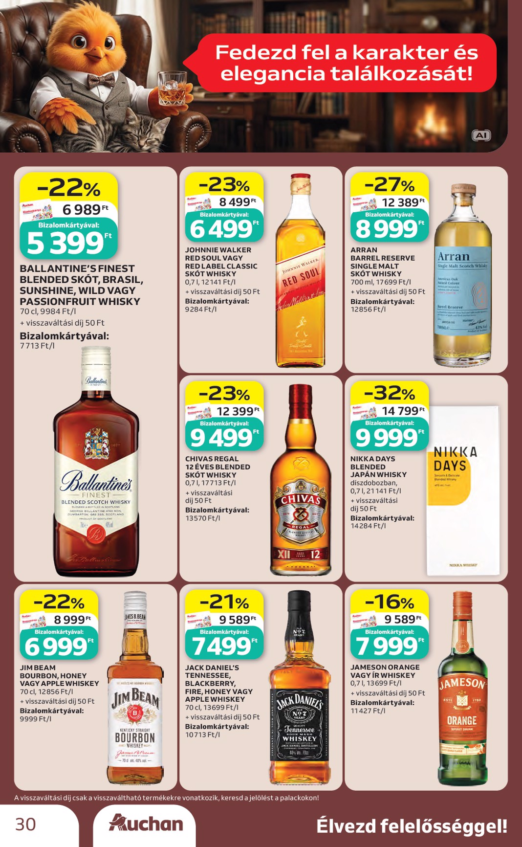 auchan - A jövőbeli Auchan - Bor ajánlataink - Hipermarket akciós újság csütörtöktől 2026.10.01.-tól szerdától 2026.10.21.-ig érvényes. - page: 30