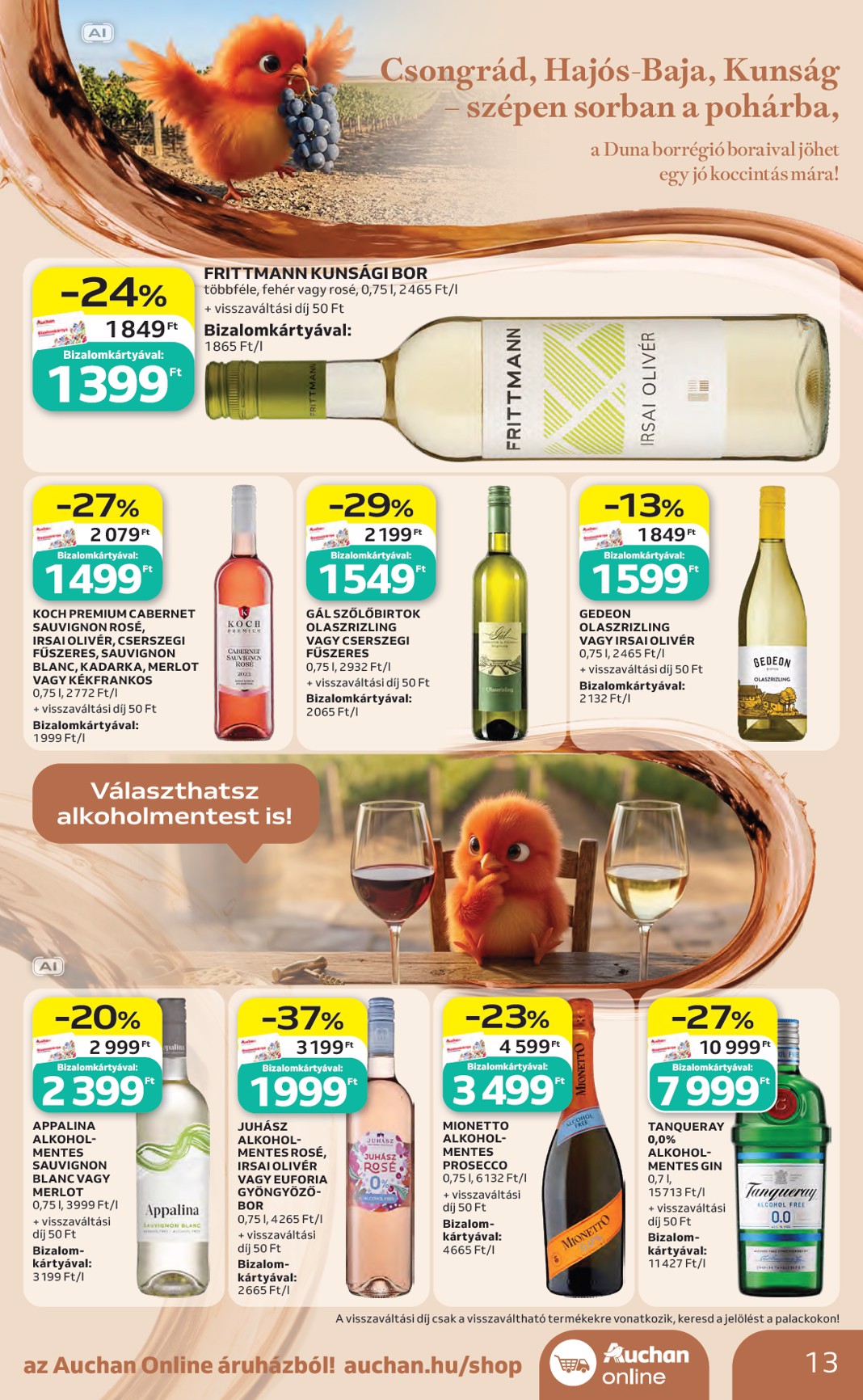 auchan - A jövőbeli Auchan - Bor ajánlataink - Hipermarket akciós újság csütörtöktől 2026.10.01.-tól szerdától 2026.10.21.-ig érvényes. - page: 13