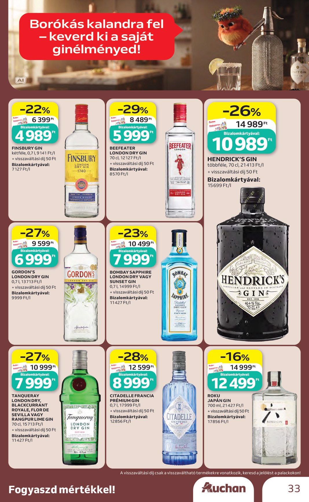 auchan - A jövőbeli Auchan - Bor ajánlataink - Hipermarket akciós újság csütörtöktől 2026.10.01.-tól szerdától 2026.10.21.-ig érvényes. - page: 33
