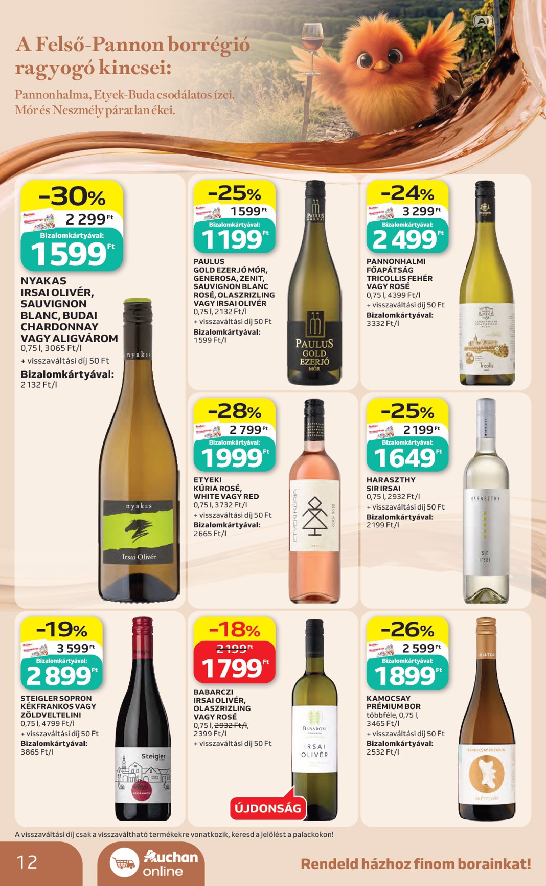 auchan - A jövőbeli Auchan - Bor ajánlataink - Hipermarket akciós újság csütörtöktől 2026.10.01.-tól szerdától 2026.10.21.-ig érvényes. - page: 12